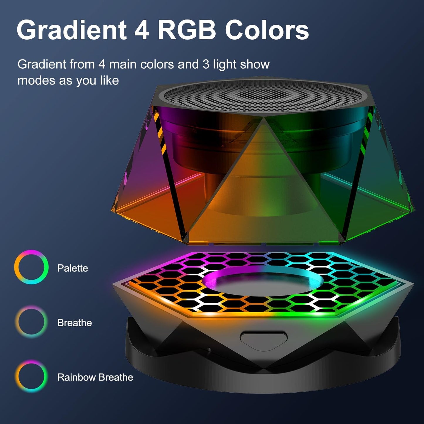 EGKimBa Magnetic Diamond Bluetooth Speaker, Small Wireless Speaker with Multi RGB Color Light Show, Portable Phone