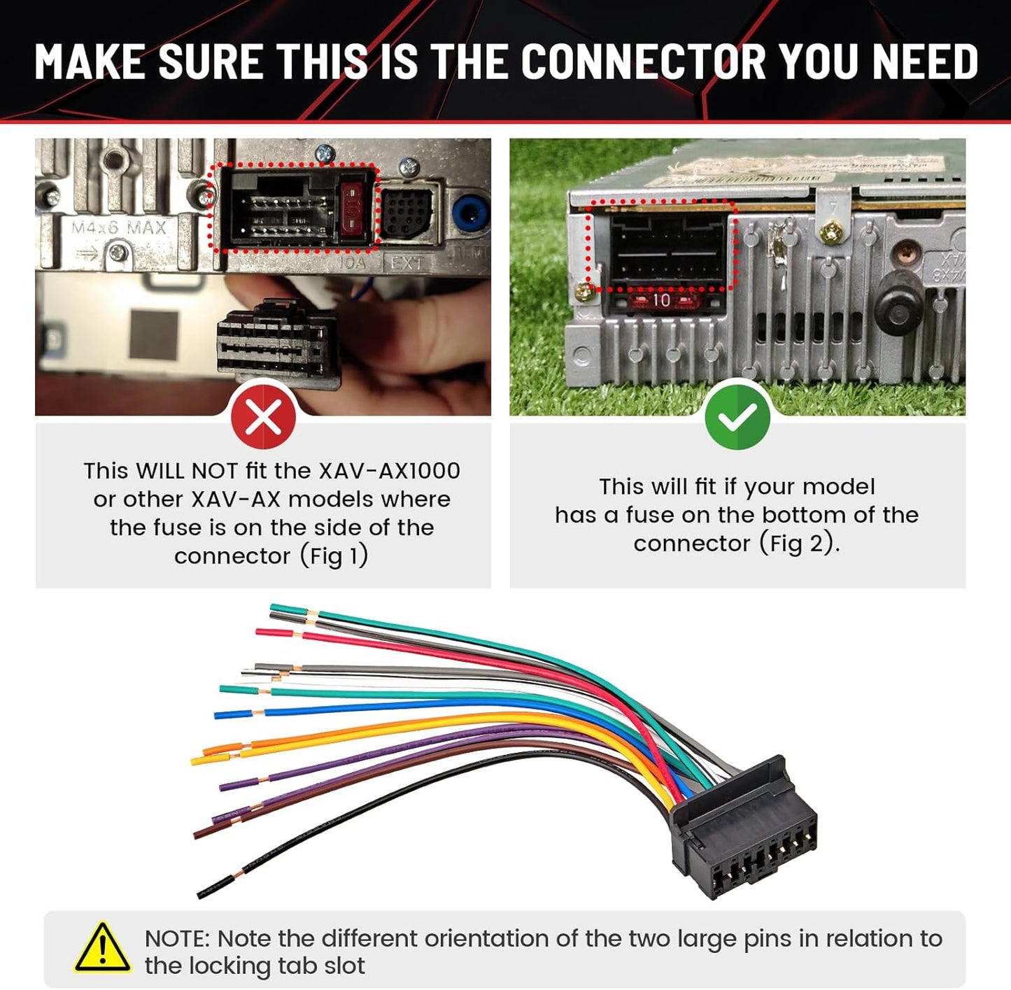 16-Pin DEH-P43 DEH-P3450 DEH12, DEH12A DEH-P6400 DEH-P6450 FH-P4000 DEH-600UB RED WOLF Stereo Wiring Harness Fit