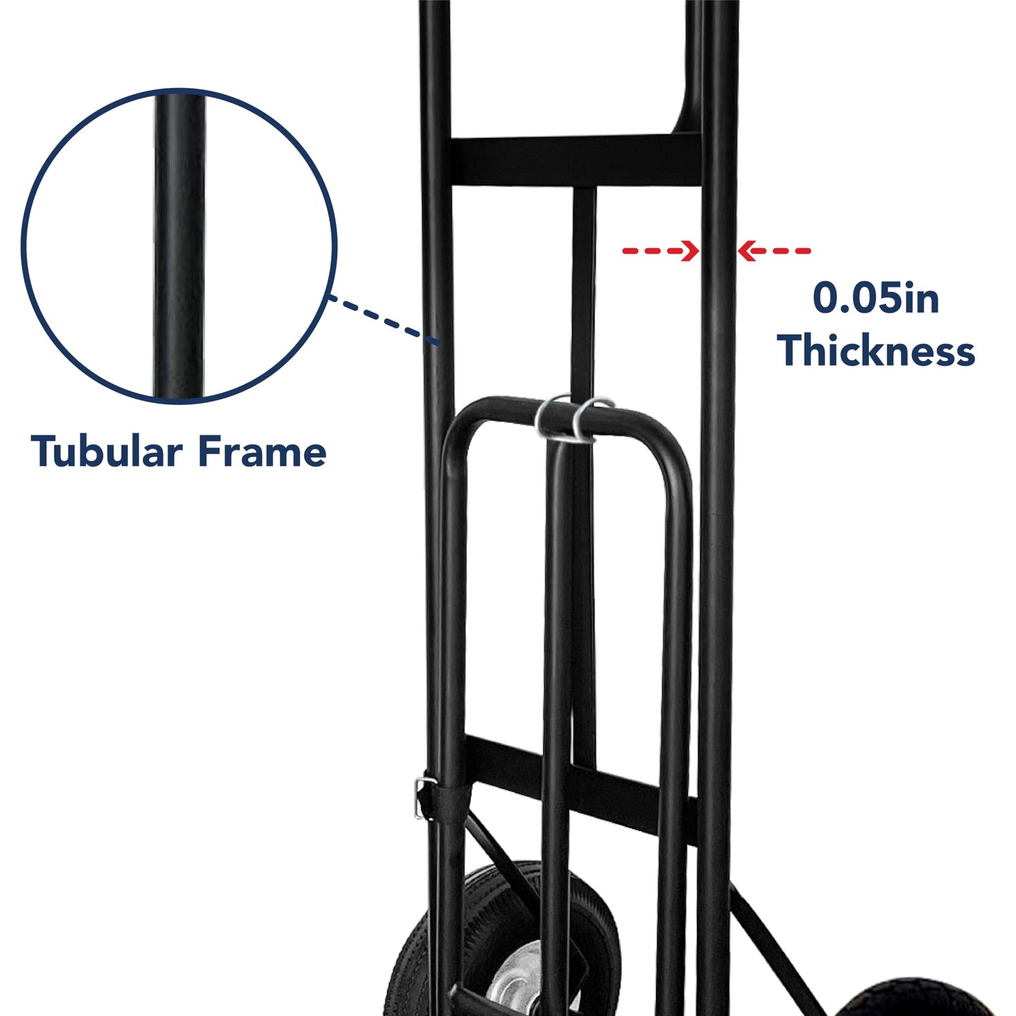 Olympia Tools 800 Lb Sack Hand Truck with Folding Nose, D Handle and 10" Pneumatic Wheels for Home and Office Use