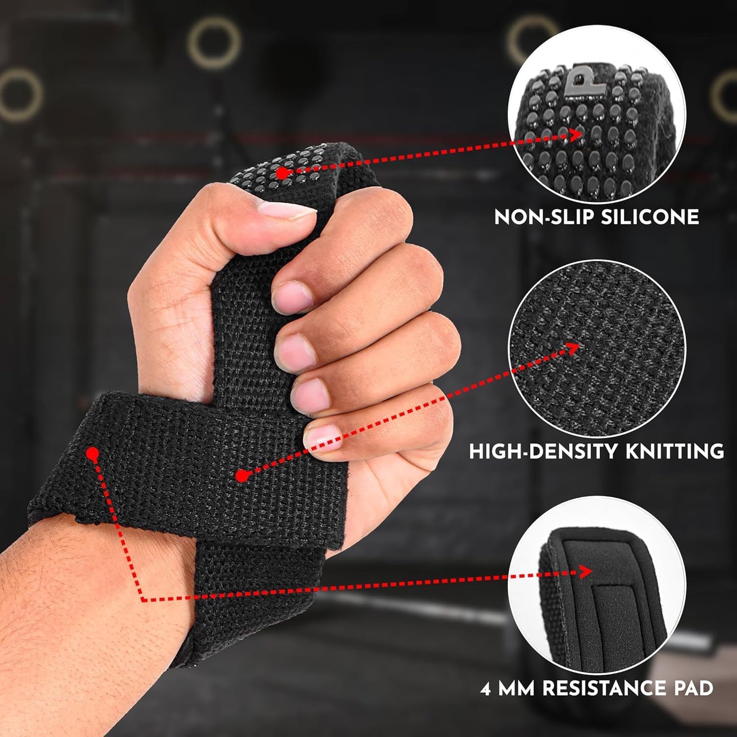 QTF Lifting Wrist Straps for Weightlifting, Gym Wrist Wraps Padded Wrist Support Wraps, Bodybuilding, Powerlifting, Deadlifting and Secure Grip (Black)