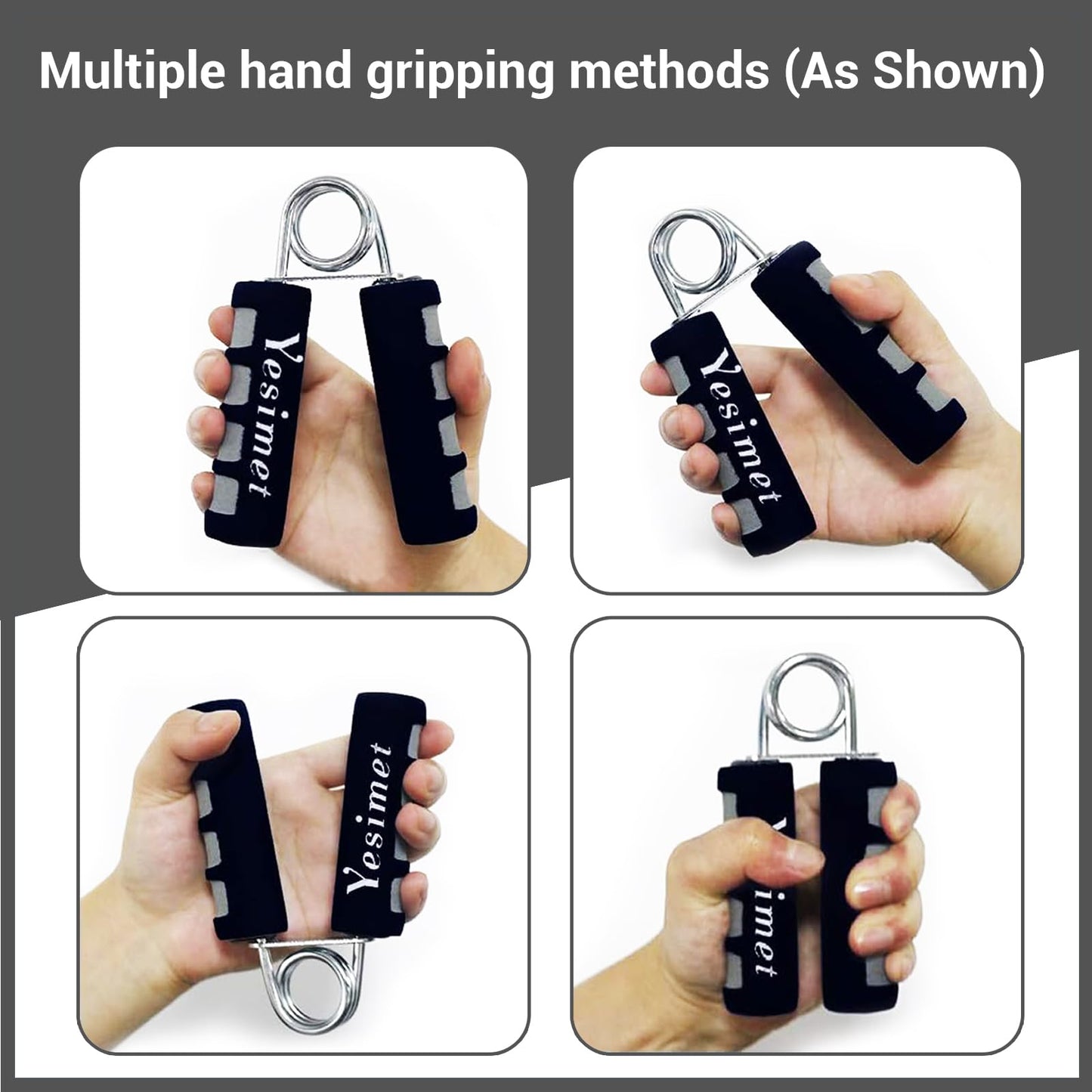 Yesimet 2 Pack Hand Grip Strengthener Set, Forearm Exerciser, Finger Gripper, Grip Strength Trainer,Hand Grip- Soft Foam Hand Exerciser for Quickly Increasing Wrist Forearm and Hand Grips (Black)