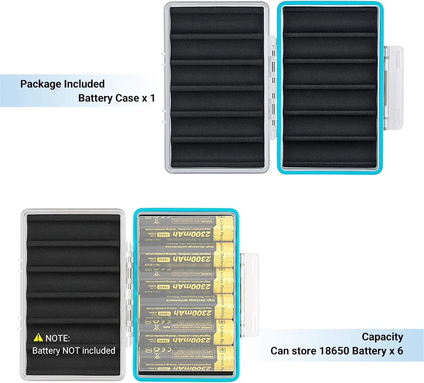 18650 6 18650 JJC Battery Case, Shockproof & Water-resistant Battery Storage Holder for x Battery, PC Shell Easy