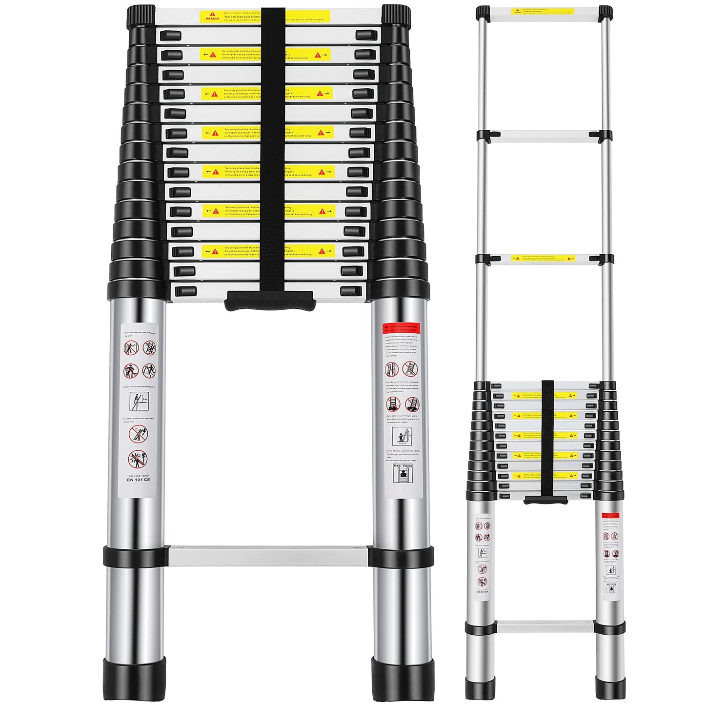 Telescoping Ladder 20.3 FT, Extension Aluminum Alloy Folding Telescopic Ladder with Locking Mechanism, Multi-Purpose Collapsible Ladder for Household Or RV Outdoor Work, Heavy Duty 330 lbs Load