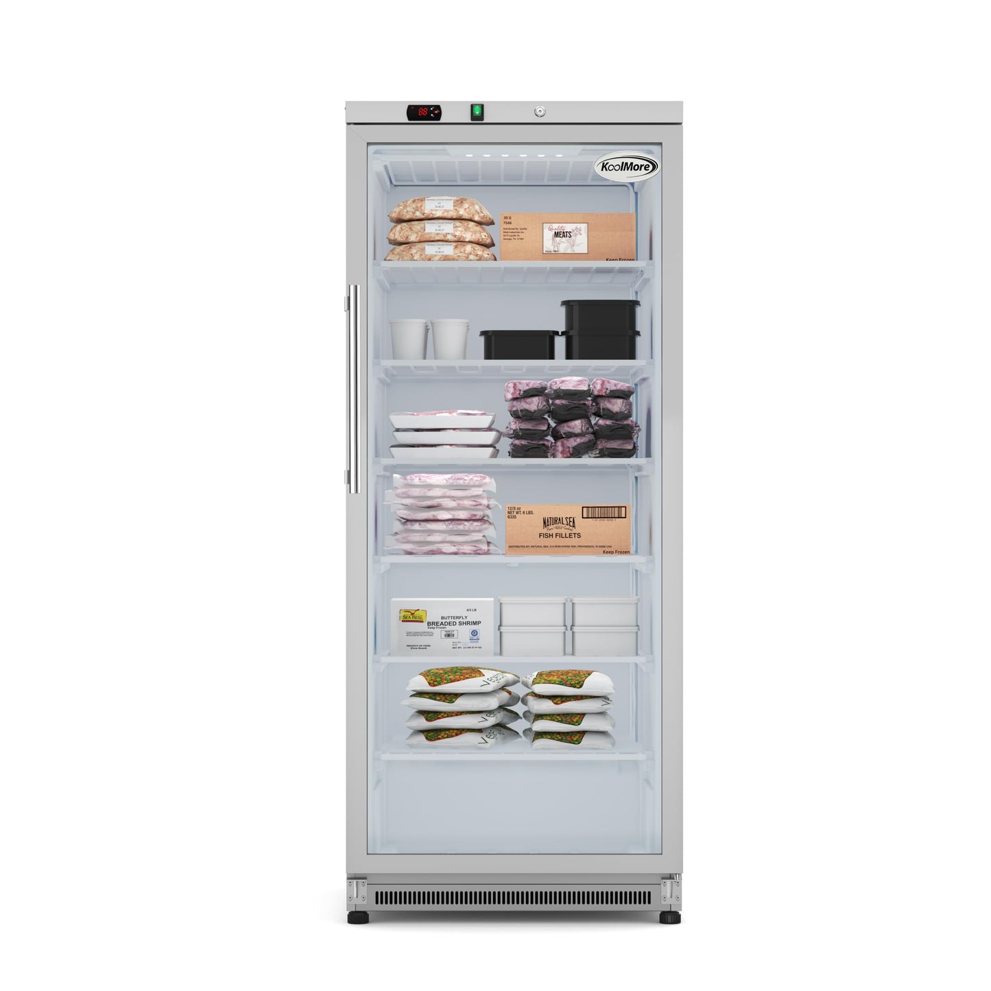 KoolMore 21 Cu. Ft. Commercial Freezer with Glass Door in White - Manual Defrost (KM-FMD20WGD)
