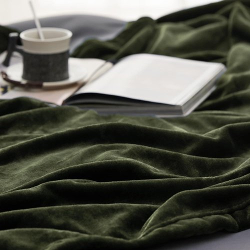Bedsure GentleSoft Fleece Throw XL Blanket - Olive Green 300GSM Plush Cozy Blanket for Bed & Travel, 50x70 Inches