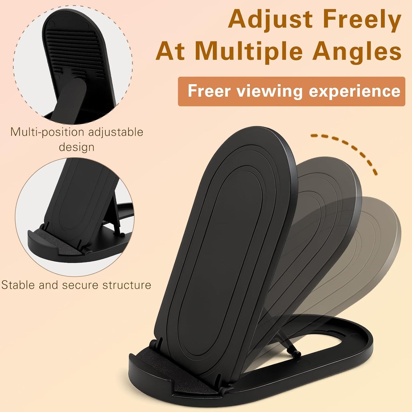 Attkryy 6-Pack Portable Phone & Tablet Stand(Black&White), Foldable Multi-Angle Desk Holders, Adjustable Universal
