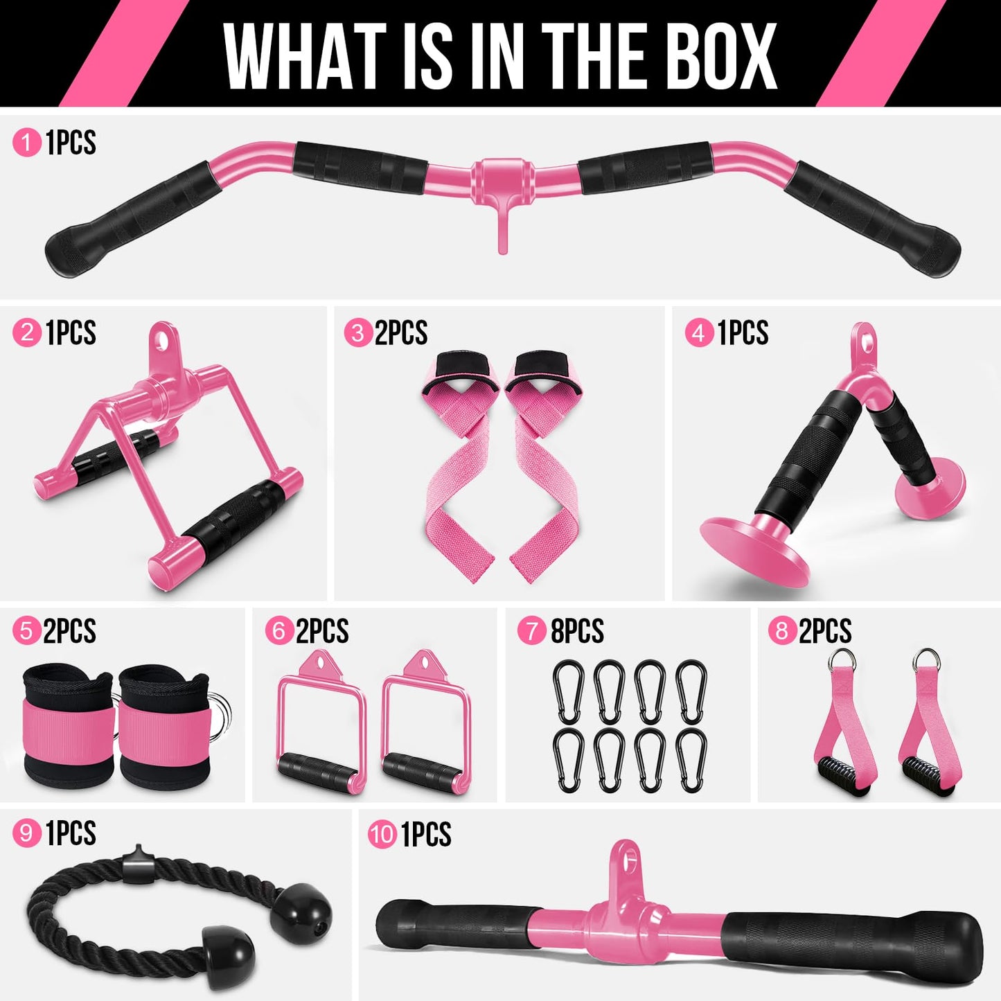 WNOEY LAT Pulldown Attachments, Cable Machine Attachment Gym Accessories, Cable Attachments for Gym, Home Gym Accessories
