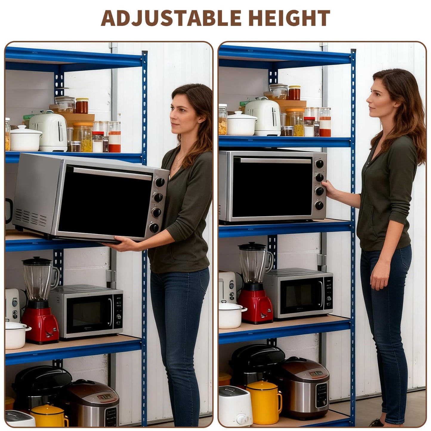 5-Tier Storage Shelving, Adjustable Garage Shelves, Meta Storage Shelving Unit with 2500 LBS Capacity, Steel Wire Rack Shelf Organizer for Garage, Kitchen Pantry Basement, 48 x 17 x 71 inch, Blue