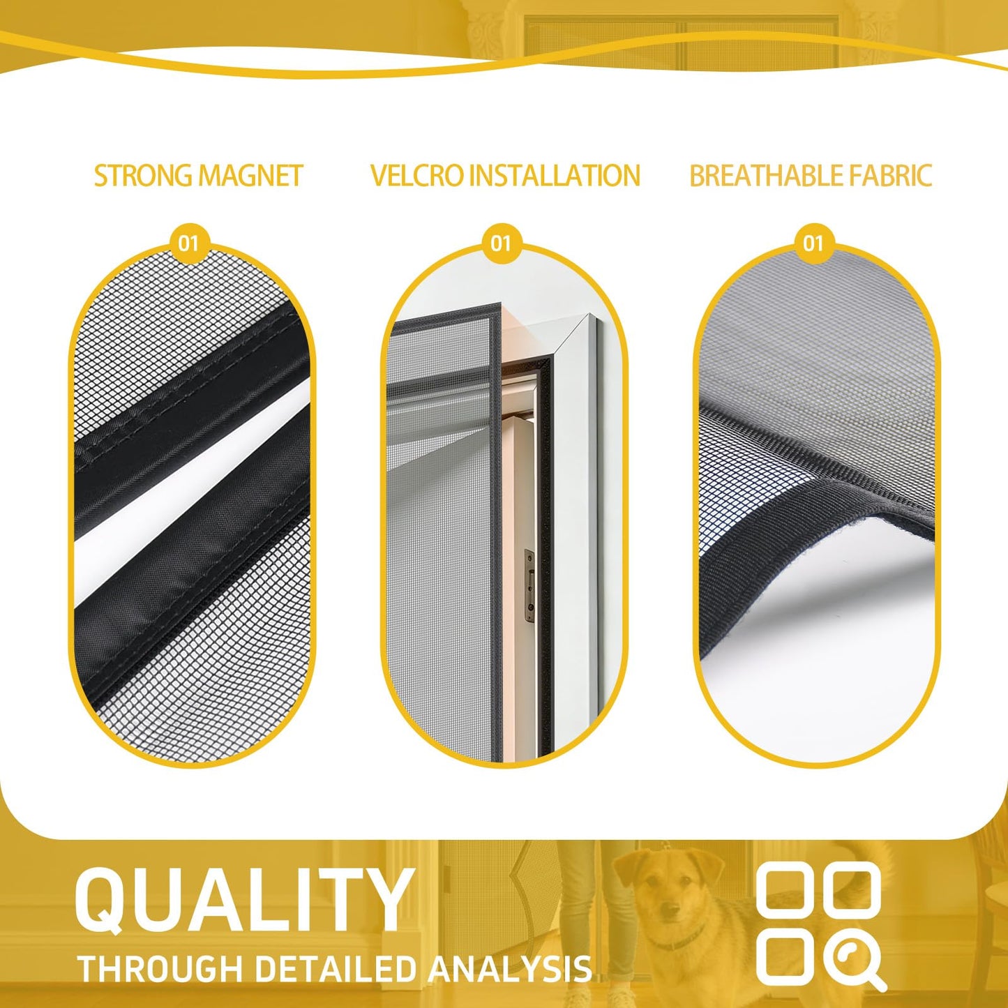 TRIZYZFON Custom Magnetic Screen Door, Make to Measure Screen for Door Customized Screen Mesh with Magnet to Keep Bugs Out