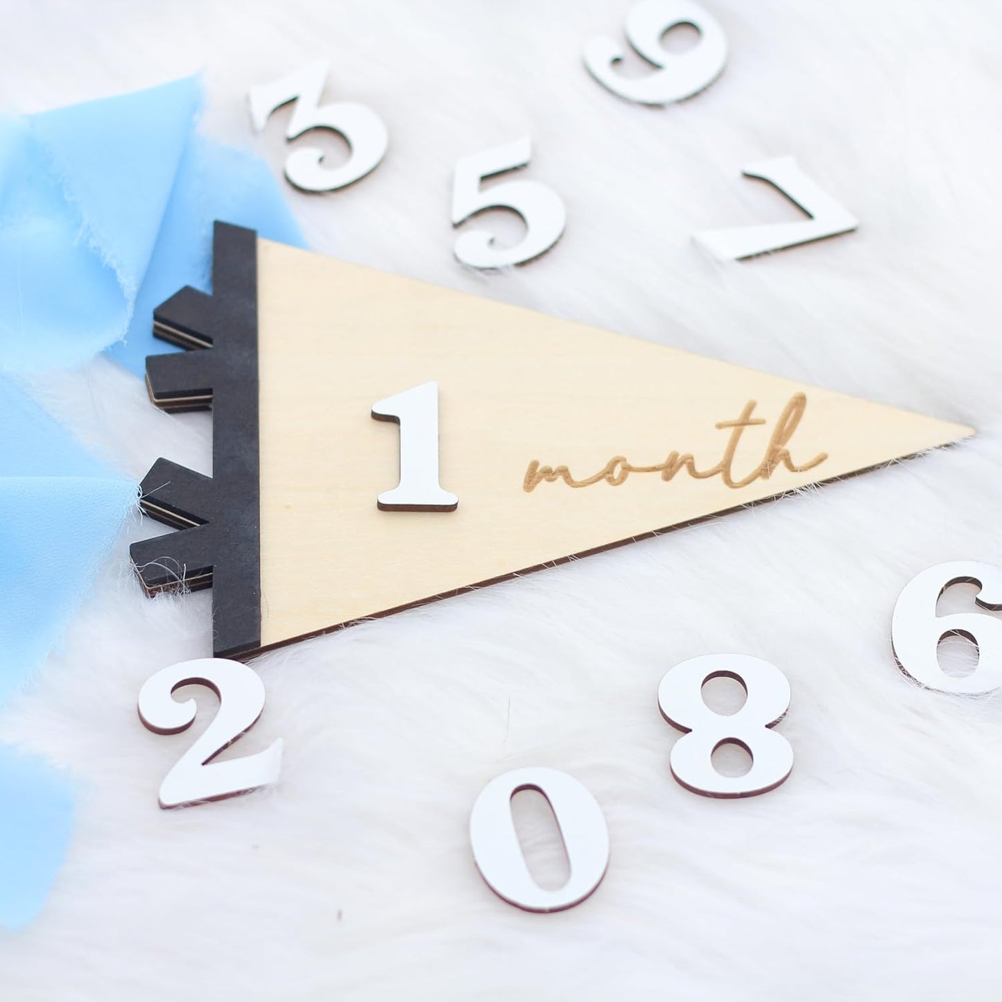 3D Daisy Baby Monthly Milestone, Wooden Baby Milestone Signs, Monthly Milestone Wood Discs, Baby Milestone Discs (Flag)