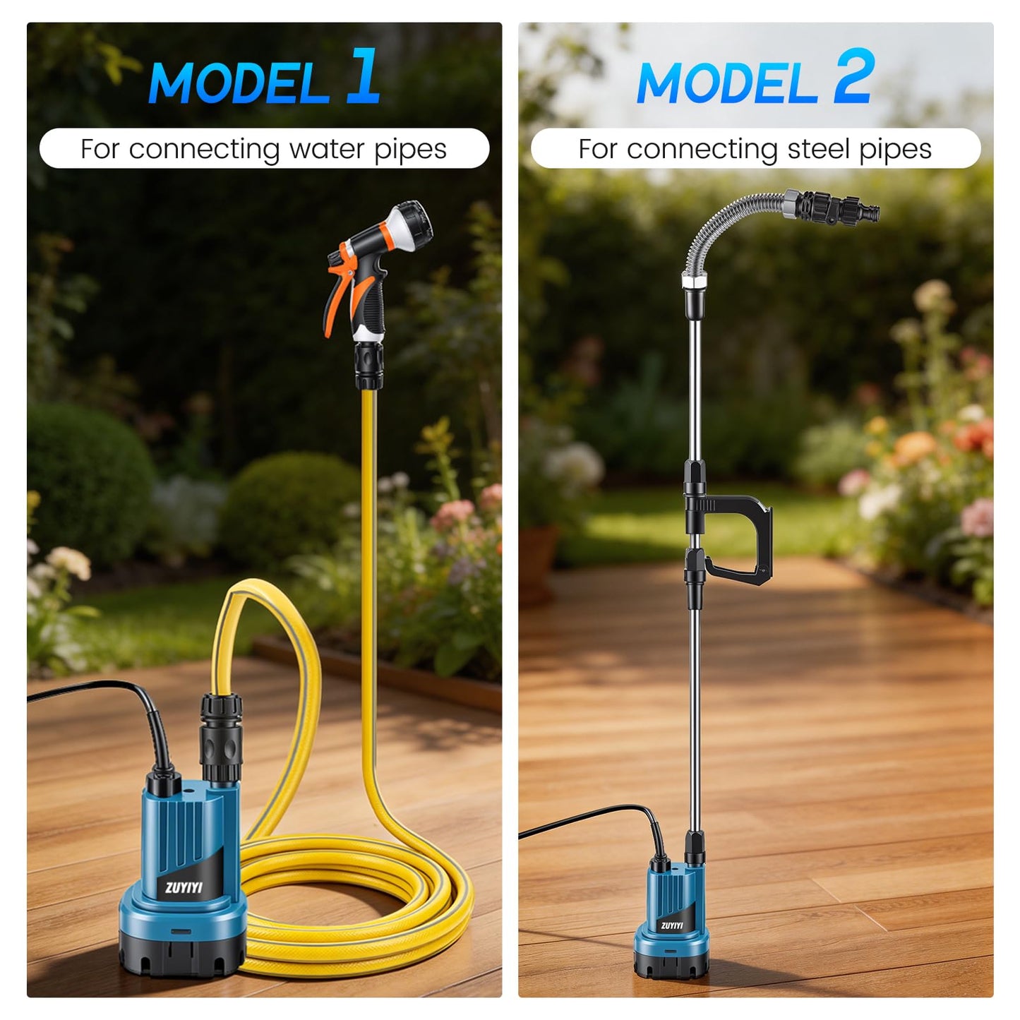 ZUYIYI 2-in-1 Cordless Submersible/Stick Water Transfer Pump for Makita 18V Battery (NOT Included), 713GPH, 66Ft Lift Portable Sump Pump, Electric Utility Pump for Pool, Pond, Garden, Basement