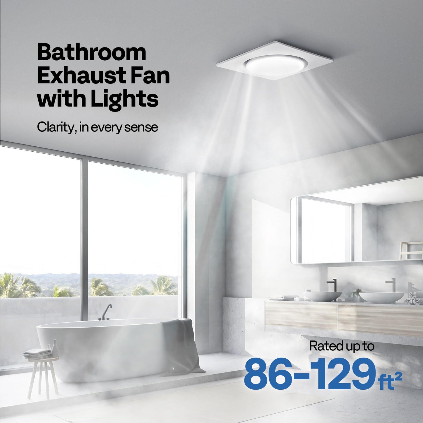 VIVOHOME Autoflow Bathroom Exhaust Fan with Light & Humidity Sensor (160-110-30CFM) - 2700K/4000K/5700K & EC Motor, Retrofit Ceiling Mount Bath Fan, No Attic Access Needed (Install Kit, 4-in Duct)
