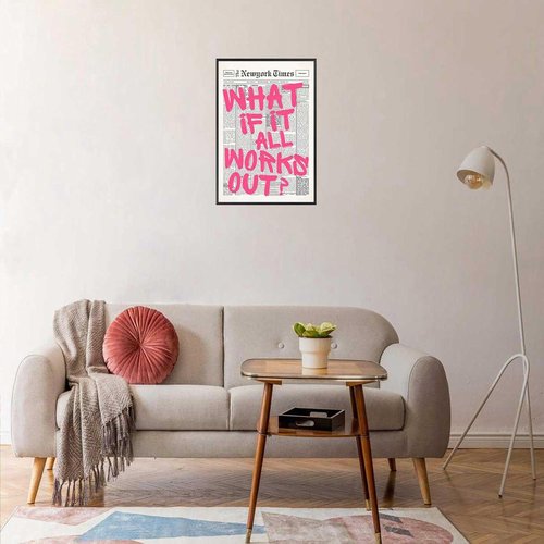 Drimiler Retro Pink Font Poster - Positive Affirming Quote Canvas Wall Art | Minimalist 12x18in Framed Decor