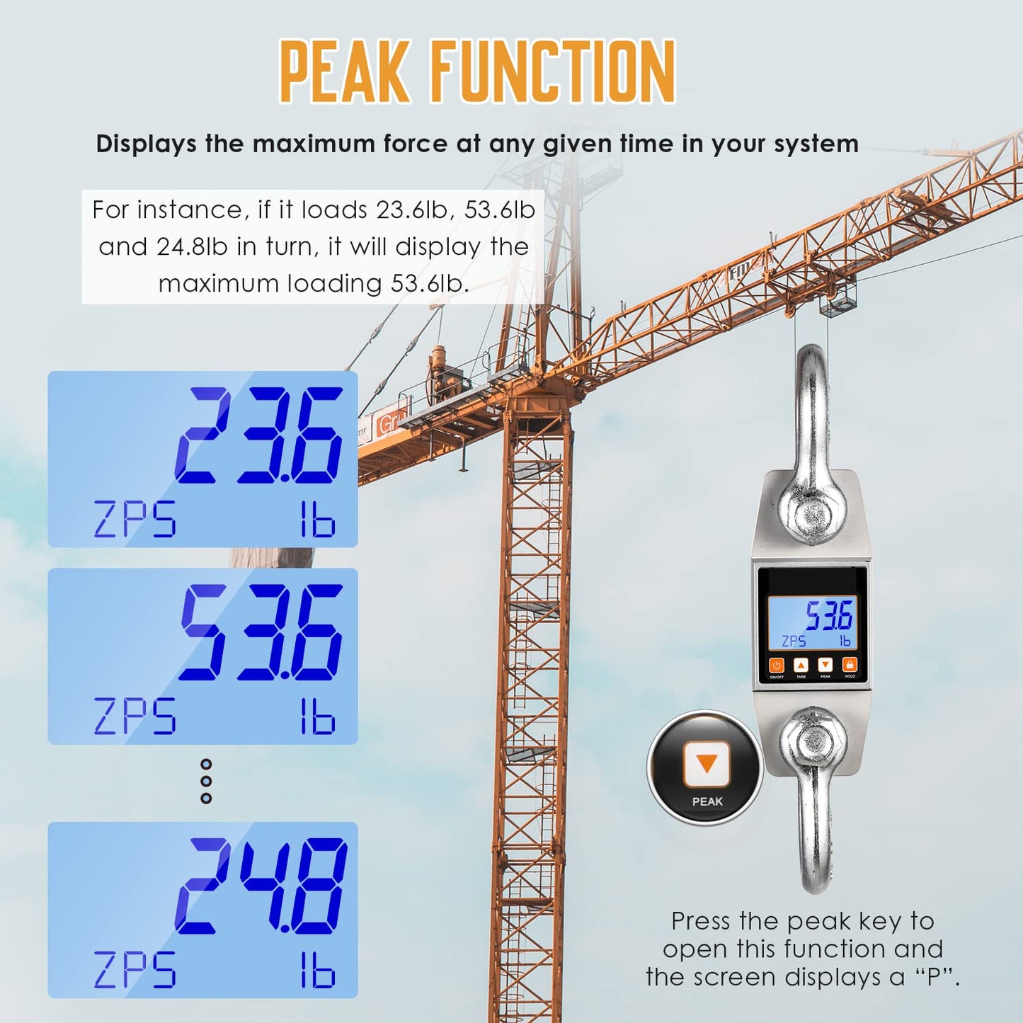 Bonvoisin Digital Crane Scale 11000lb Hanging Scale Heavy Duty Industrial Hanging Weight Scale (11000lb/5000kg)