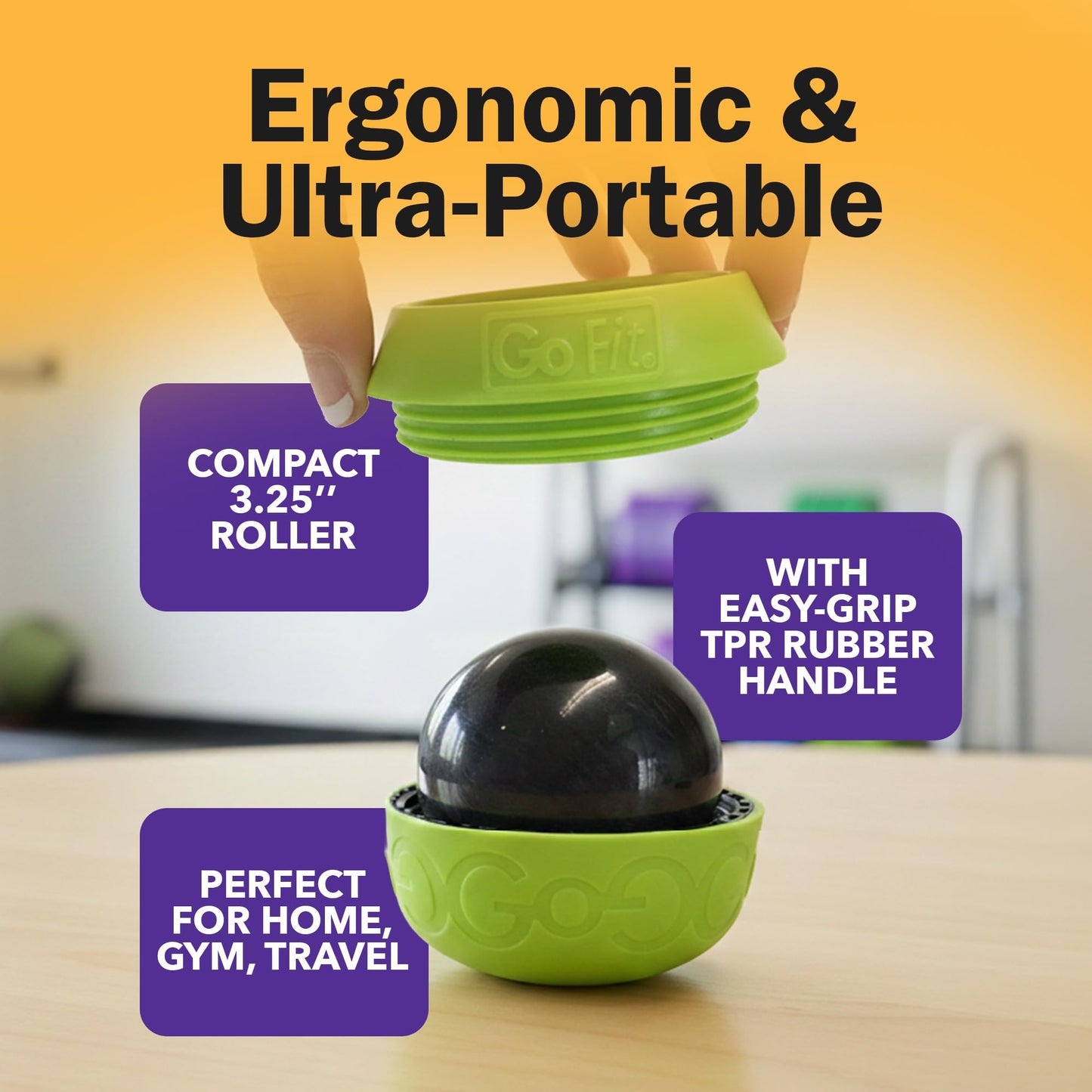 GoFit GoBall Trigger Point Massage Ball, 3.25 Inch Firm Therapy Ball for Muscle Tension Relief, Self-Massage Tool for Back, Shoulders, Legs and Glutes, Portable Deep Tissue Roller Ball