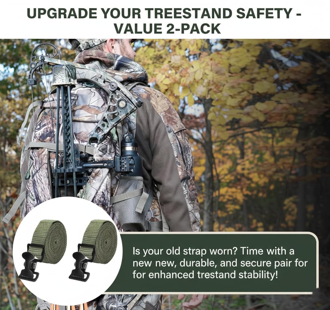 Kahedincy 2 PCS Tree Stand Utility Straps for Summit Viper Climber, Hang On Treestand Stabilizer Strap, Climbing Stand Backpack Straps with Buckle, Deer Hunting Safety Accessories