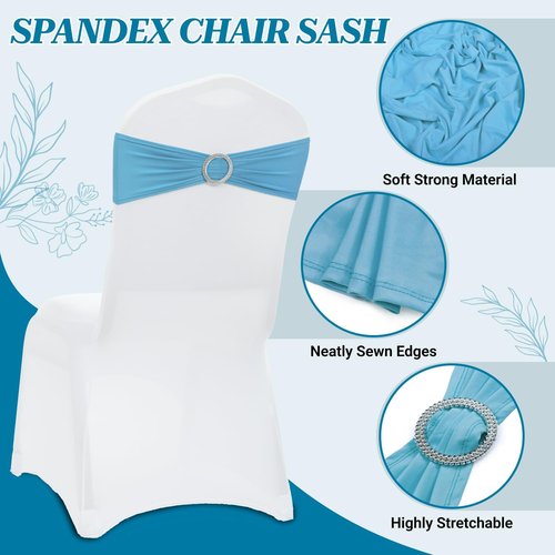 MDS Spandex Chair Sashes - Universal Fit Elastic Stretch Bands with Buckle for Weddings | Blue, Pack of 150