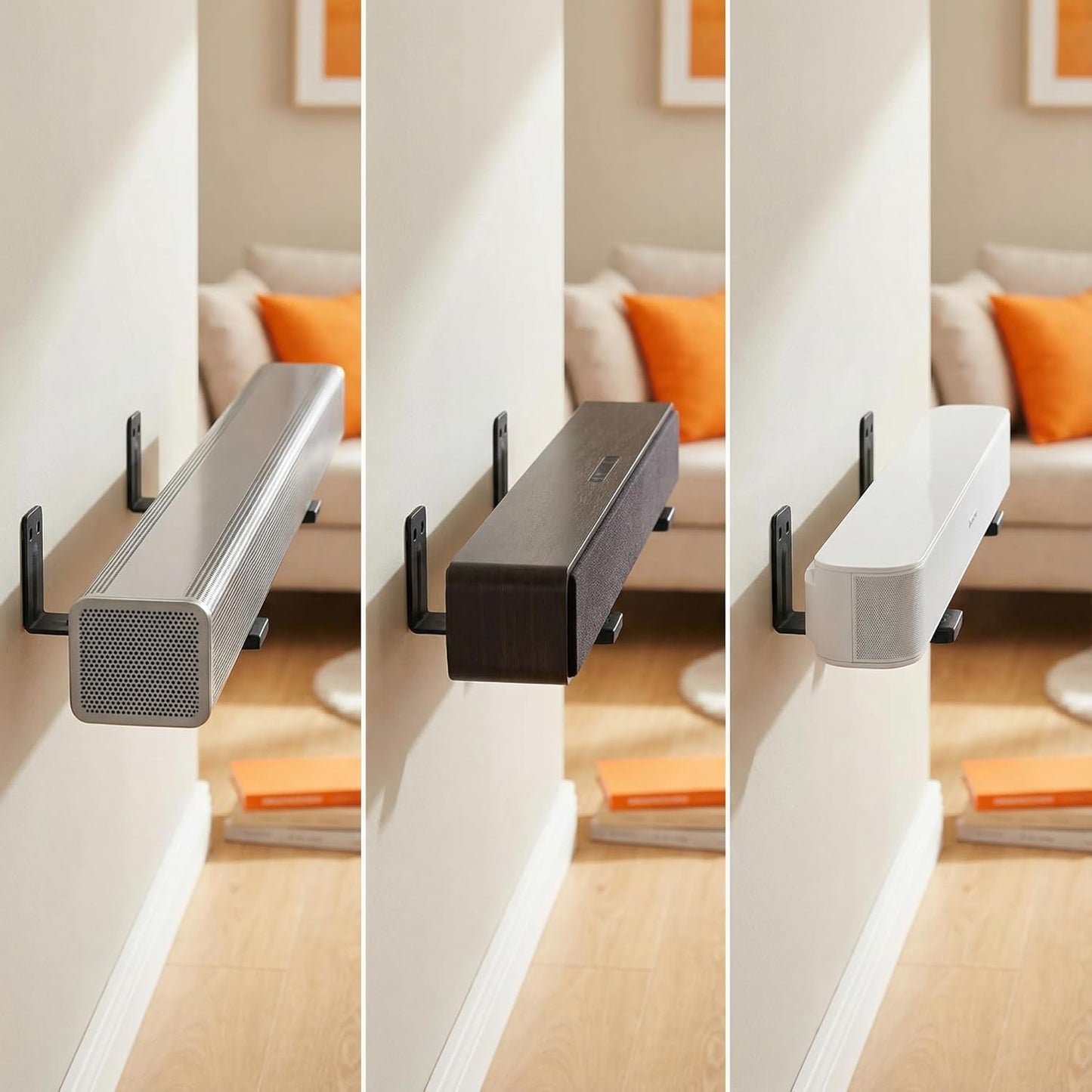 TERDEWE Depth Adjustabl Soundbar Wall Mount Bracket for Samsung, Sony, LG, Vizio, Bose, JBL and More Sound Bar Mounts