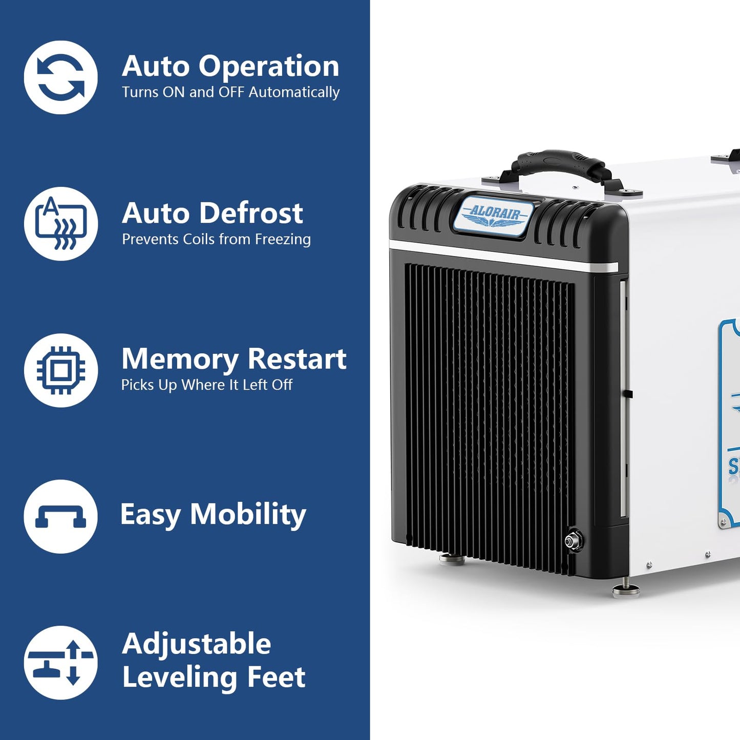 ALORAIR Basement/Crawlspace Dehumidifiers 198 PPD (Saturation), 90 Pints (AHAM), 6 Years Limited Warranty, Condensate Pump, Auto Defrosting, Rare Earth Alloy Tube Evaporator