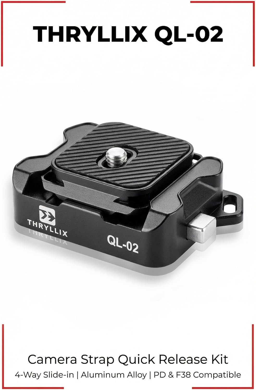 Thryllix QL-02 4-Direction Plate/QL-02 38mm, 44 lbs 20 Camera Strap Quick Release Kit, Slide-in Plate & Base