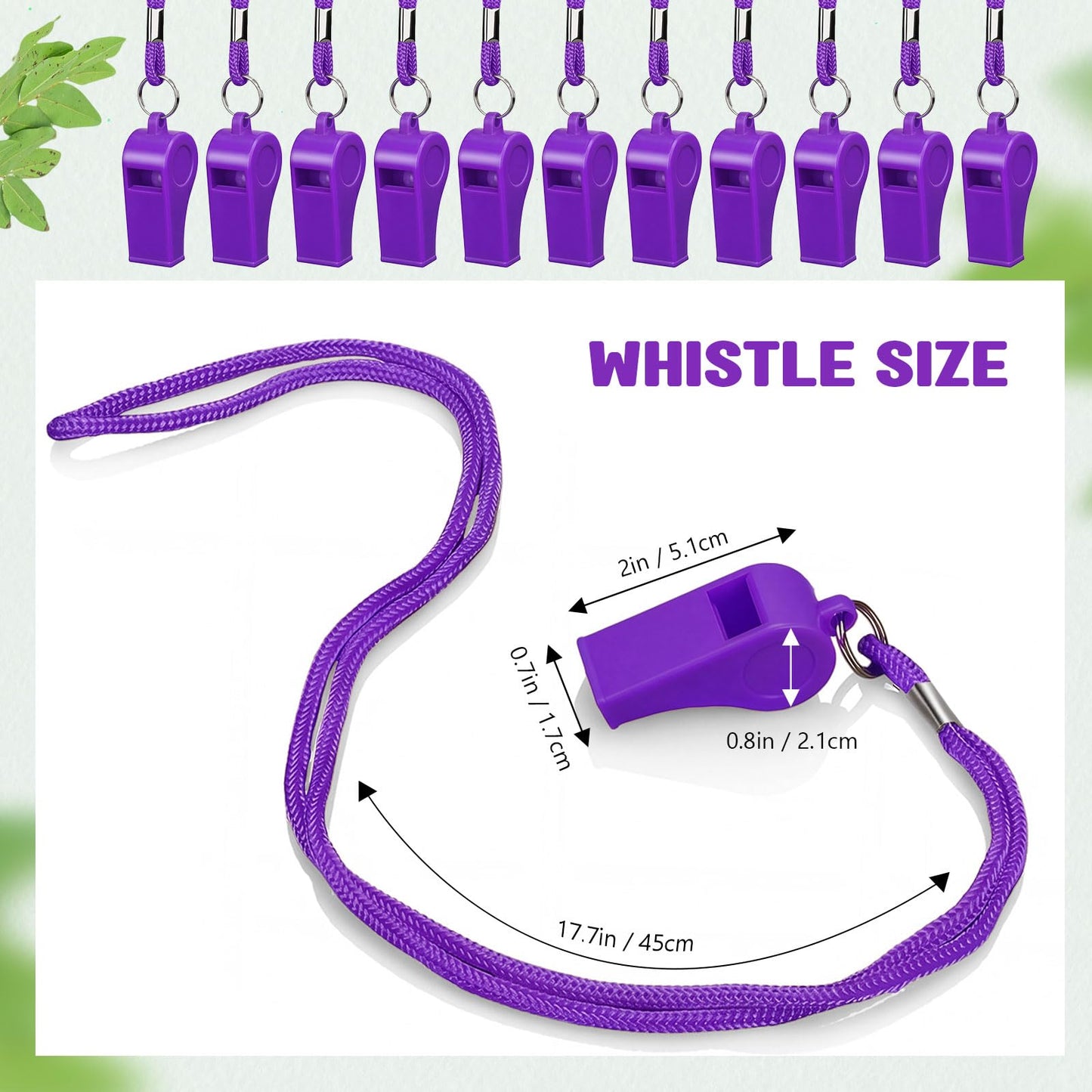 Honoson Whistle for Adults Plastic Safety Emergency Whistle Survival Loud for Lifeguard Coaches Hiking Outdoor Camping Accessories (Purple,100 Pcs)