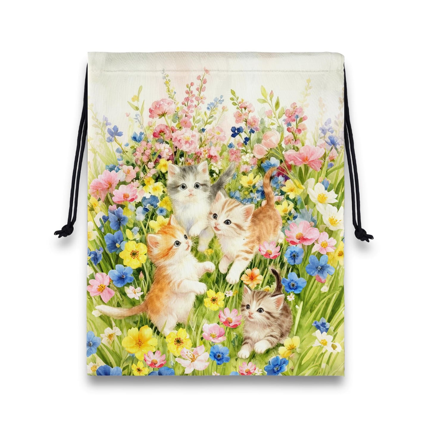 GAIIIIYOU Gymnastics Grip Bag Colorful Flower Cat Small Pouch String Gym Athlete Bag