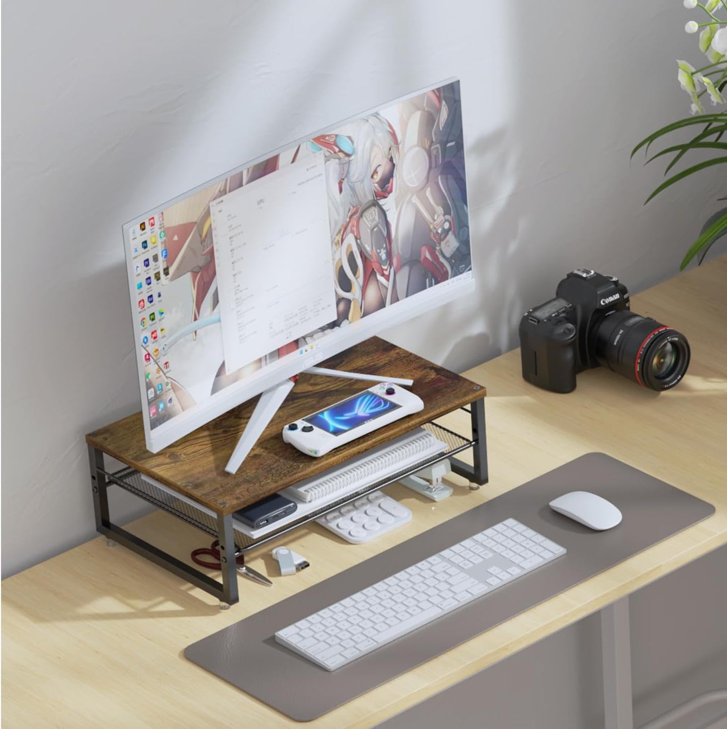 2-Tier gianotter Metal Monitor Stand Riser, Desk Organizer for Monitor, Office Desk Storage Organizer for Office
