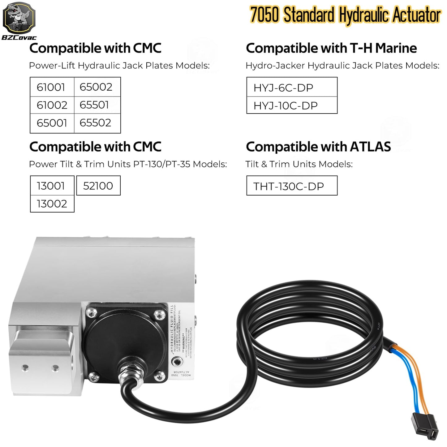 Tilt and Trim Parts 7050 for CMC T-H Marine - ELCT0078 Standard Hydraulic Actuator for Jack Plate and Tilt & Trim Systems, 12V Self-Contained Marine Hydraulic Unit, 5" Stroke