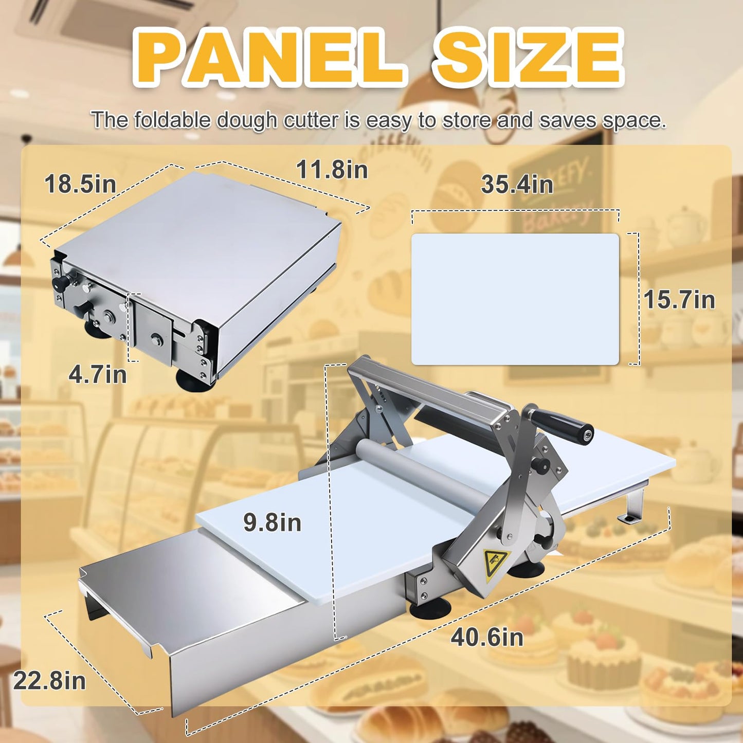 40 Inch Foldable Manual Dough Sheeter, Heavy Duty Stainless Steel Dough Rolling Machine for Home Bakery, Pizza Shop & Commercial Restaurant | A400 Model