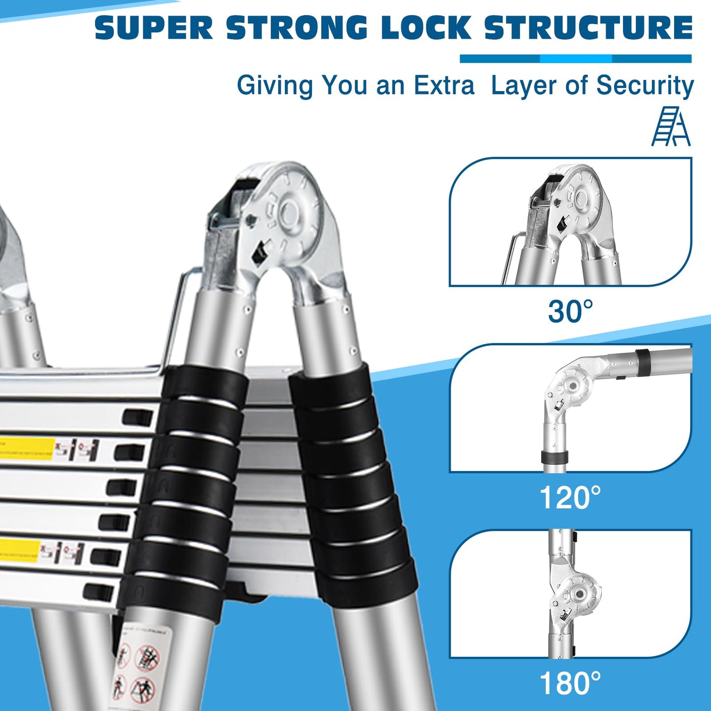 Wolec 16.5 FT A Frame Telescoping Ladder, Adjustable Multi-Purpose Collapsible Extension w/Balance Bar & Wheels, Heavy Duty 330 lbs Max Capacity, Ideal for Home and Outdoor Work, Silver