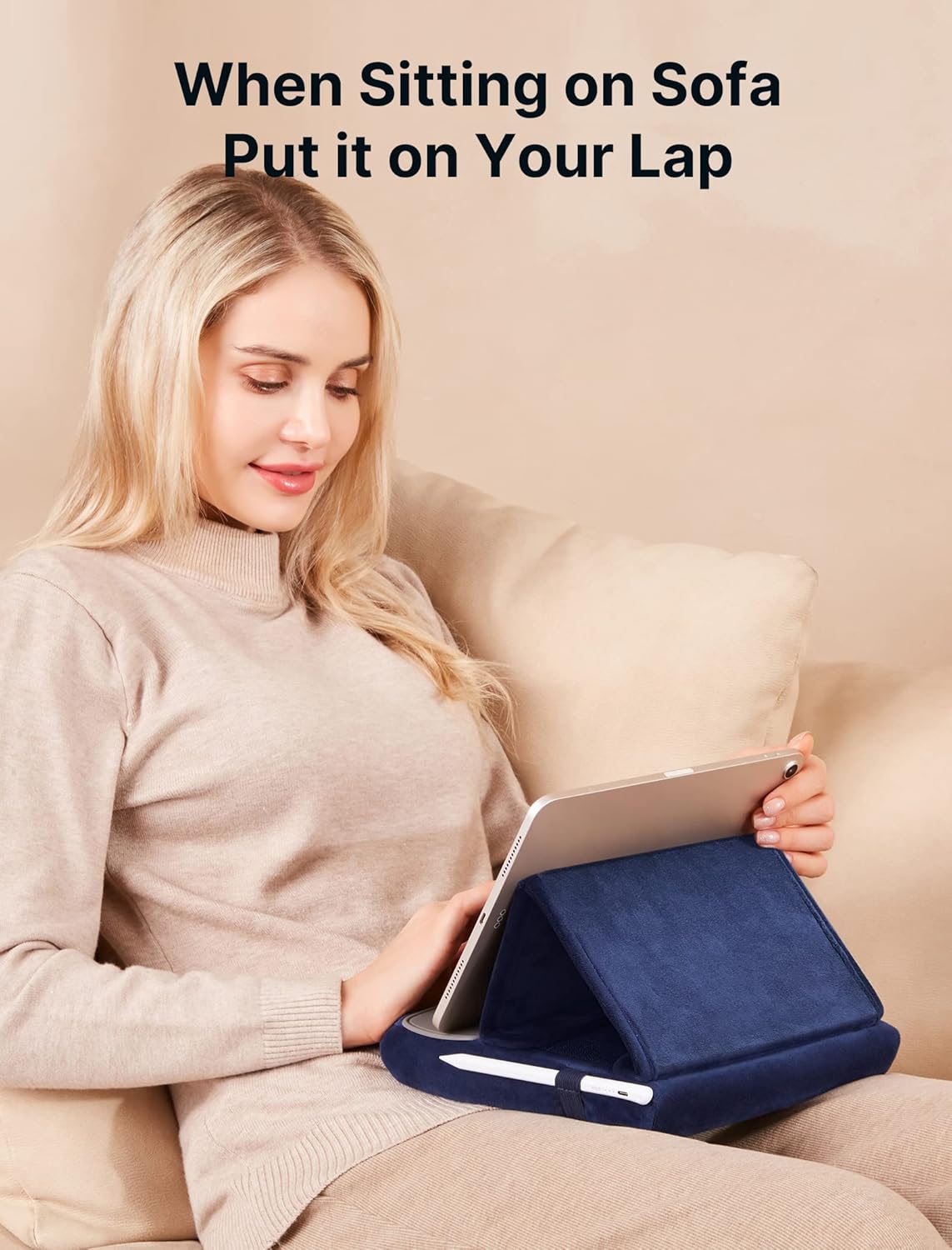 JSAUX 11 10.5 9.7 10.2 4-11'' Tablet Pillow Stand, Tablet Stand Holder Dock for Lap, Bed and Desk Compatible with iPad