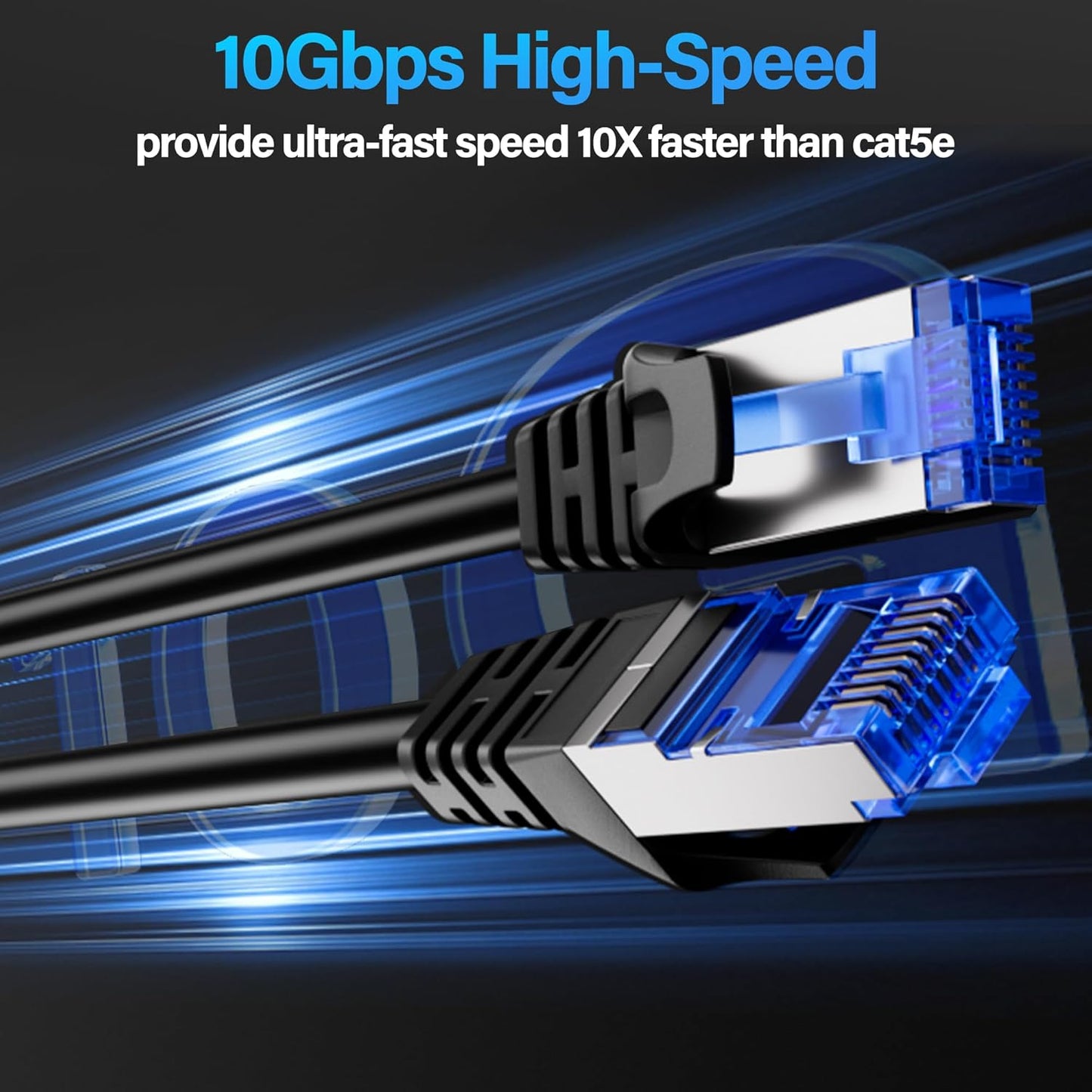 TuokaJu Cat6A 10Gbps 2 (24 Pack), 6, 28AWG Cat6 6a Ethernet Cable Shielded feet Slim Shielded (F/UTP) Ethernet Cable