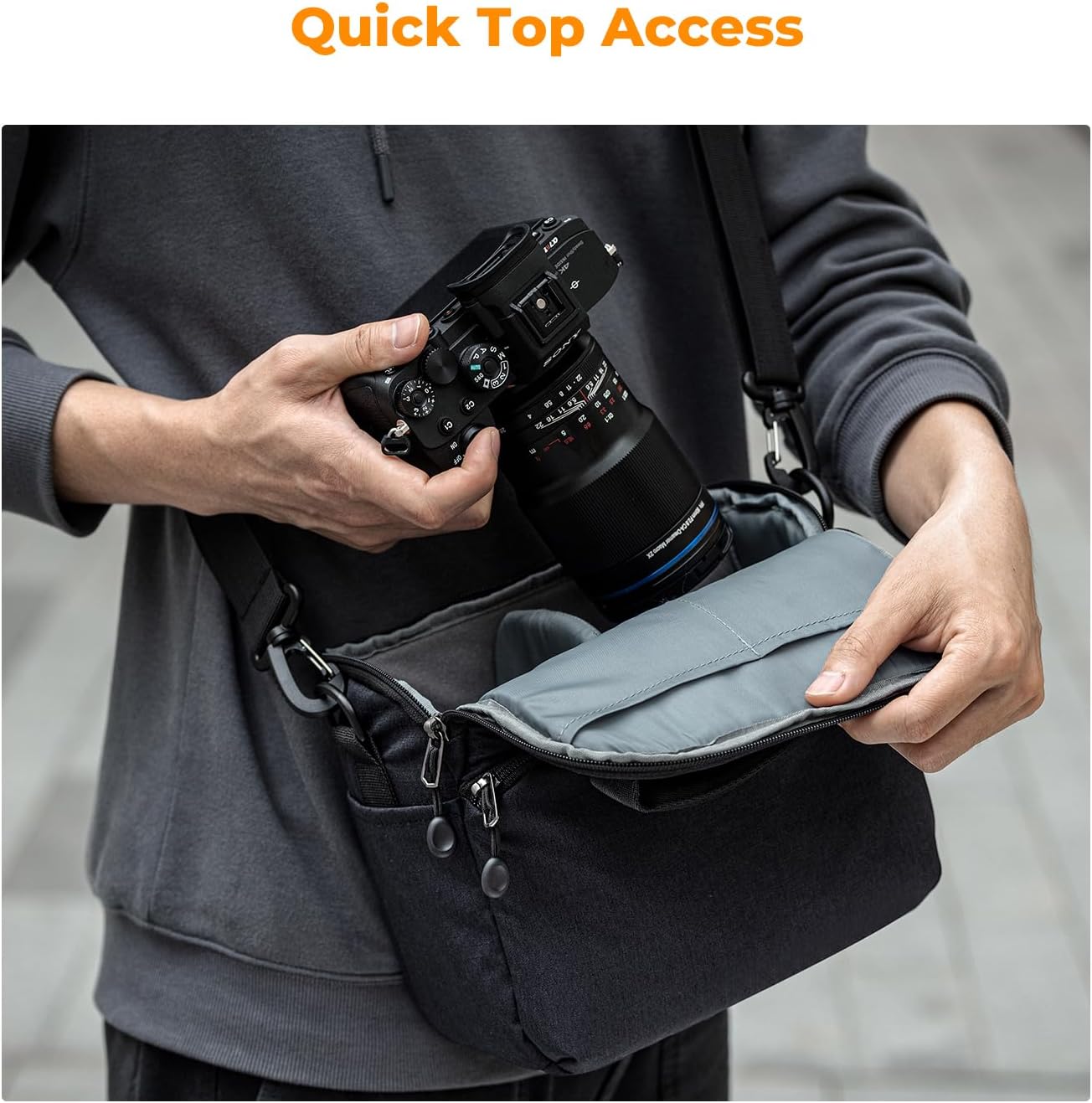 K&F CONCEPT Camera Sling Bag Small Crossbody Camera Case DSLR/SLR/Cute Compact Shoulder Photography Bags