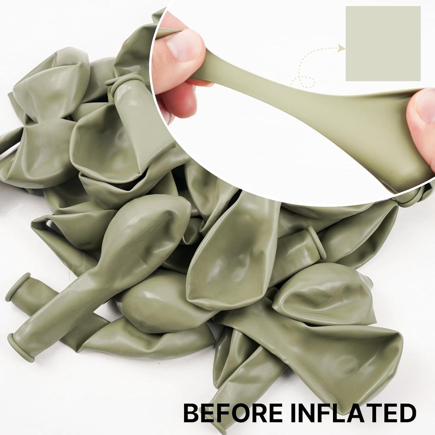PartyWoo Sage Green Balloons - 50pcs 12 Inch Boho Dusty Olive Latex for Birthday & Wedding Decor