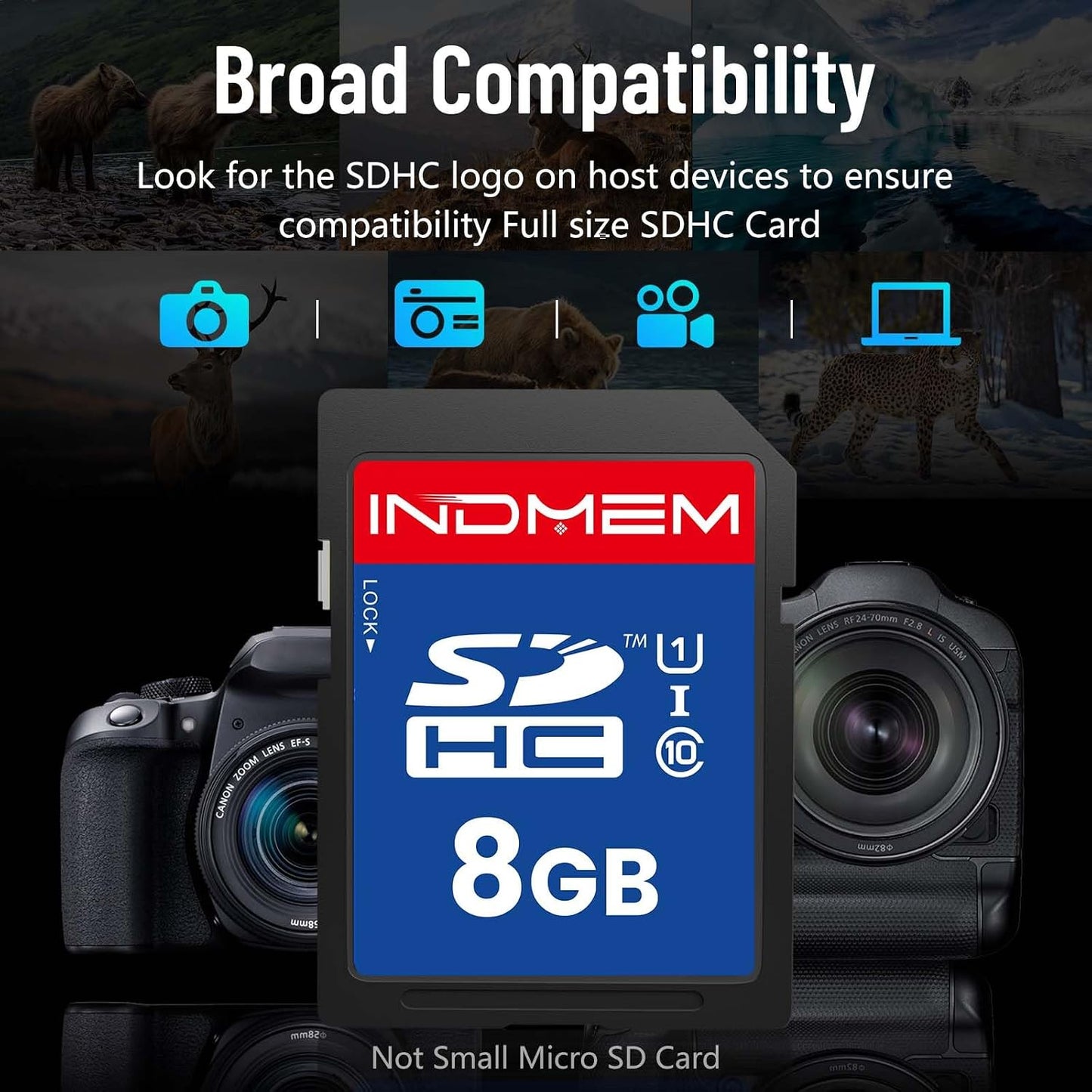 elecacc 8GB (3 Pack), C10 U1 10 4K SD Card SDHC UHS-I Memory Cards Class High-Speed Full HD Video Compatible