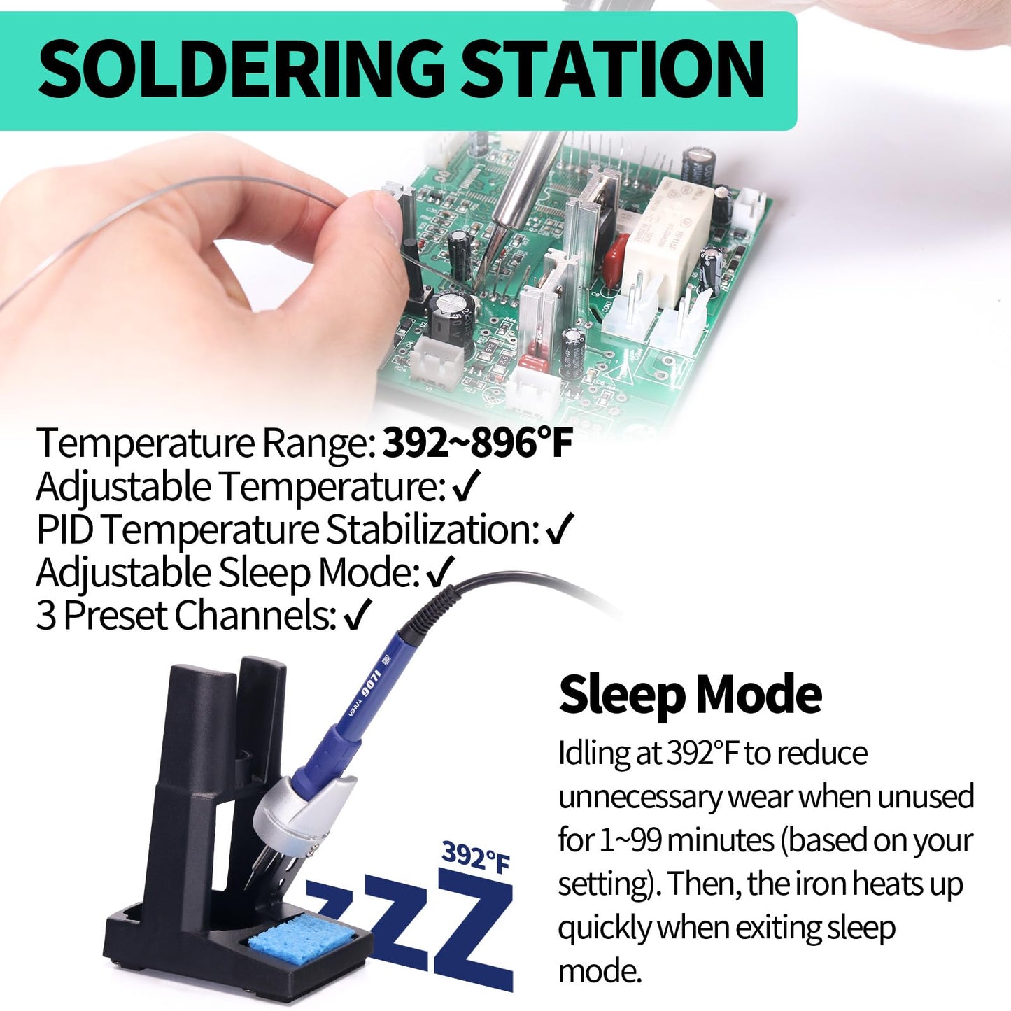 YIHUA 853D 5A-II 3 in 1 Hot Air Rework Soldering Iron Station and DC Power Supply 30V 5A -°F /°C Multiple Functions