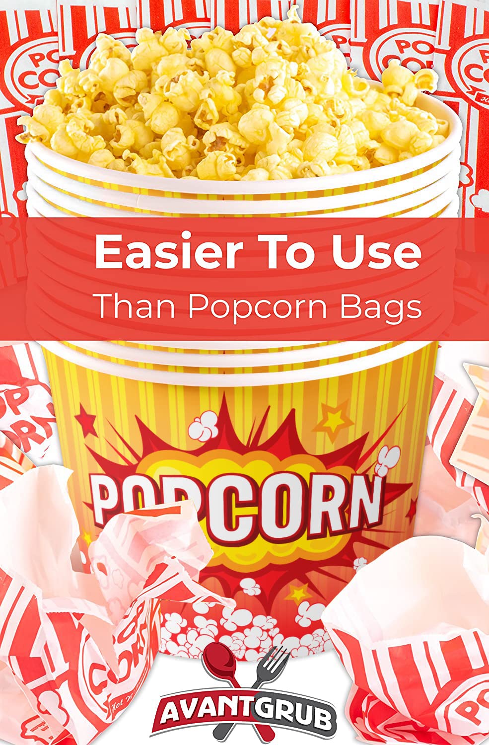 Greaseproof, Retro 85oz Popcorn Buckets 150 Pack. Durable Pop Corn Tubs in Red Yellow. Large Disposable Containers Perfect For Movie Night, Theme Party, Theater, Carnivals & Fundraisers