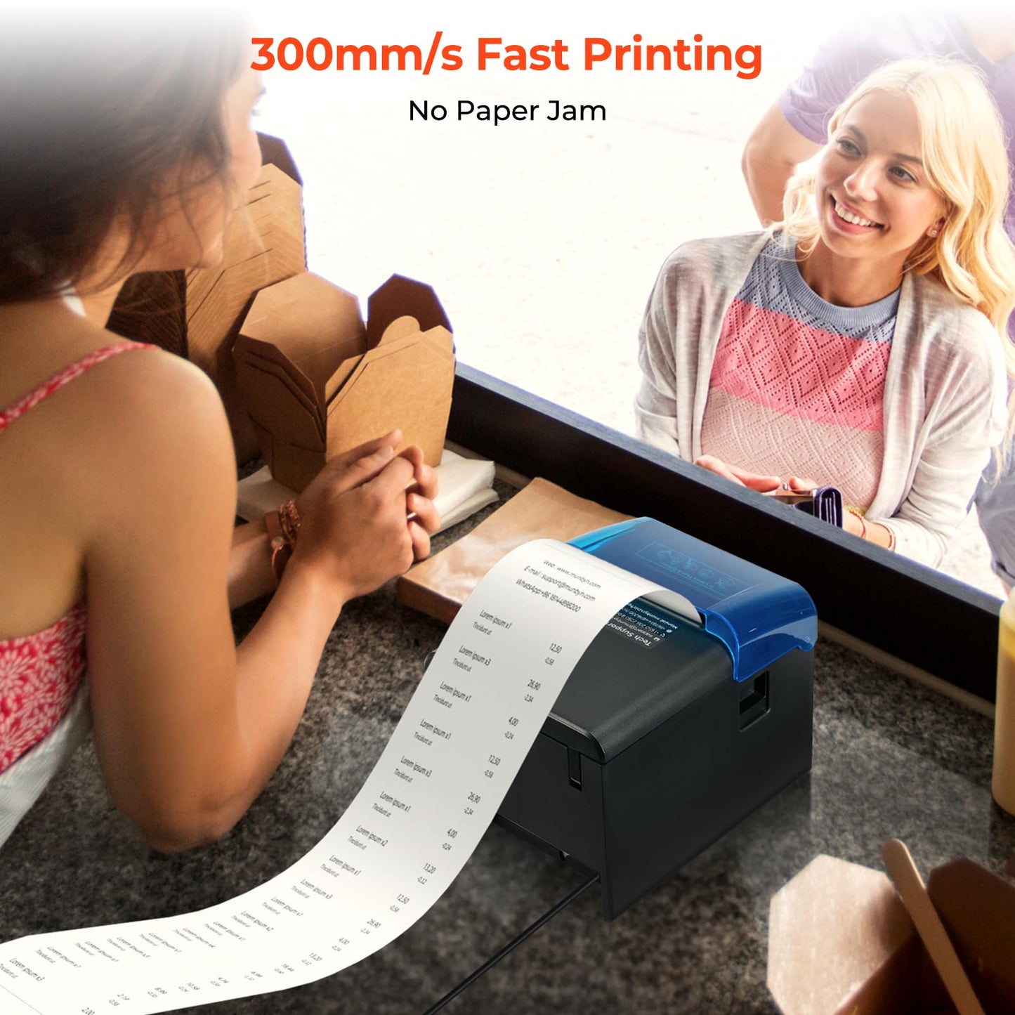 MUNBYN WiFi Receipt Printer with USB Port, 80mm POS Printer Works with Mac Windows Chromebook Linux Cash Drawer, ESC/POS (P047 WiFi), Do Not Support Square Paypal Zettle Shopify Kyte Bluetooth