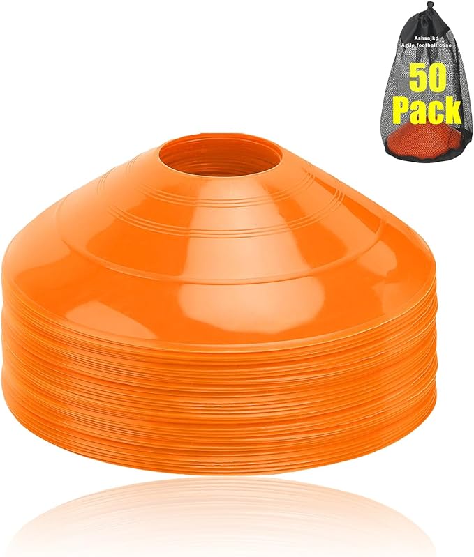 Ashsajkd(Set of 25/50/100 - Agility Soccer Cones with Carry Bag and for ï¼?Football Cones for TrainingFootball, Basketball, Coaching, Agility Cones for Indoor and Outdoor Games