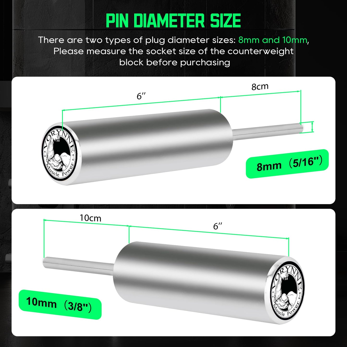 Vorynne Weight Stack Pin Extender for Gym Cable Machine & Home Gym, Ø 10 mm, Allowing Additional Olympic Weight Plates, Made of Durable Steel for Secure and Long-Lasting Use