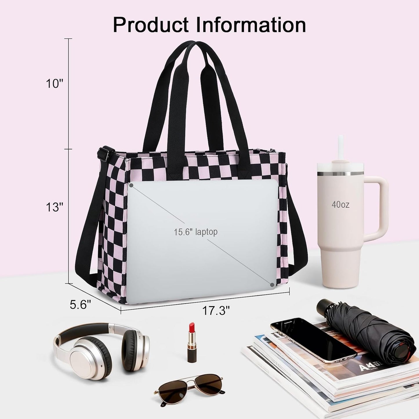 15.6 inch Laptop Tote Bag for Women Work Canvas Shoulder Bags Computer Messenger Purse Teacher Handbag Office Briefcase