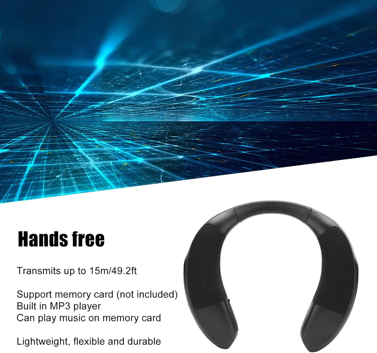Diydeg 3D 5.3 18H IPX5 Open Ear Neckband Bluetooth Speaker, Stereo Sound Wearable Wireless Speaker with ENC Clear