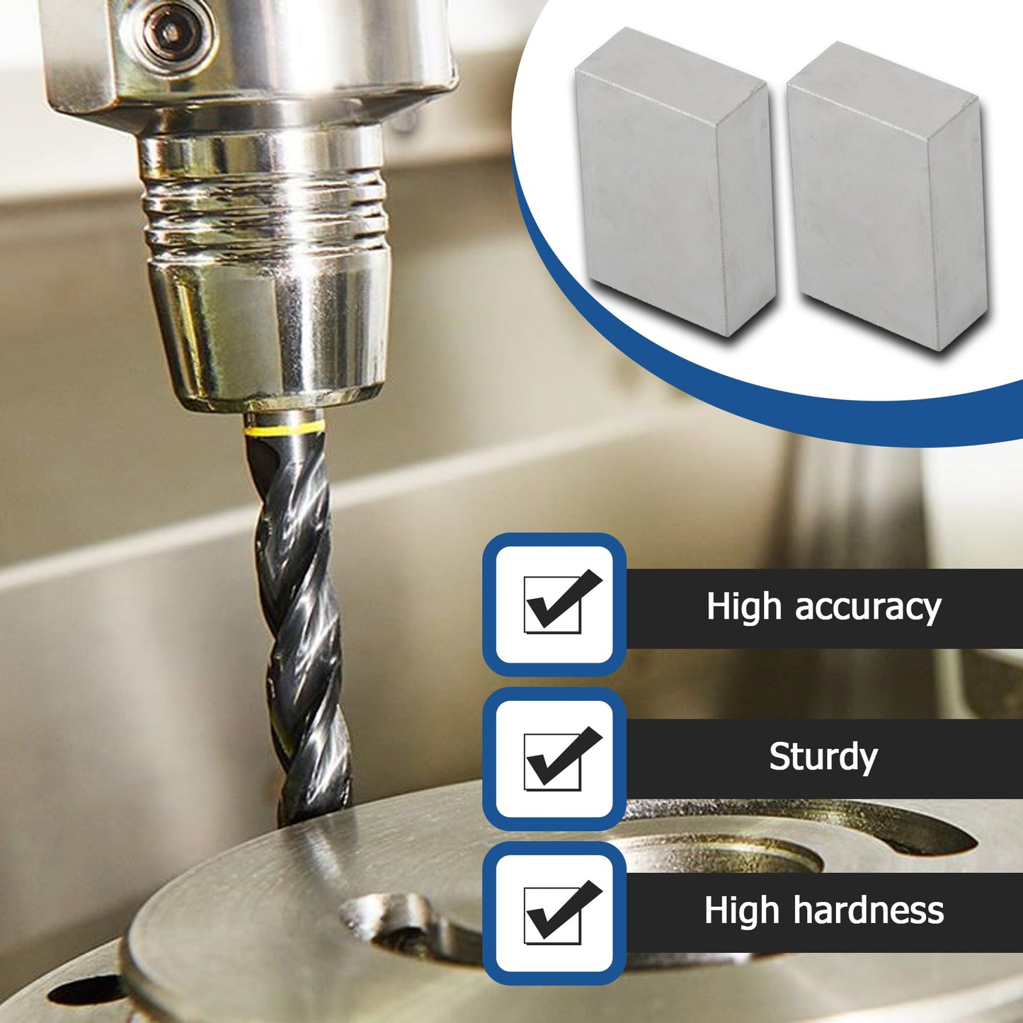 WFLNHB 1 x 2 x 3 Inch Blocks No Holes Matched Pair Hardened Steel Plain (1"x2"x3") 123 Set Accuracy Machinist Milling