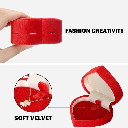 LETURE Heart-Shaped Velvet Pendant Necklace Gift Box, Jewelry Holder Box for Necklace Pendants Eerring Bracelet, Storage Display Case (Red)