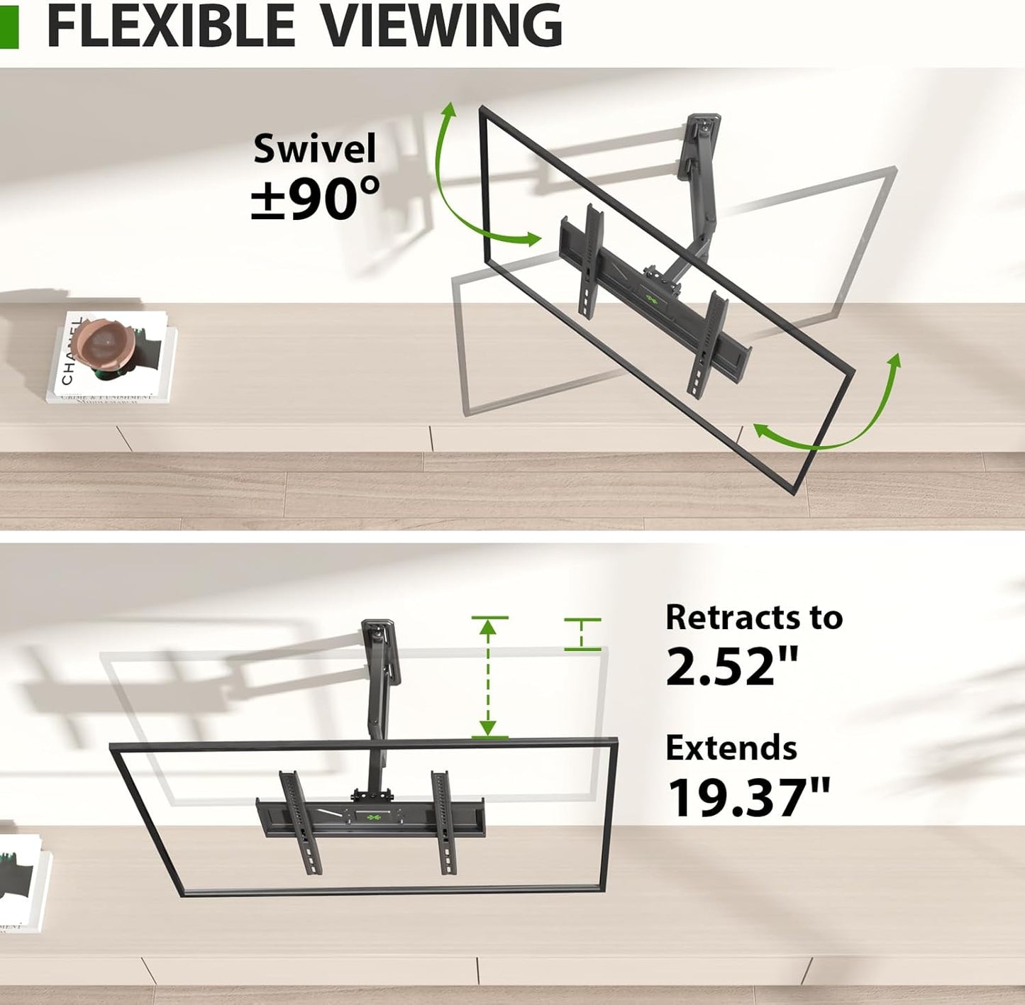 26-60 Inch 80 lbs, 400x400mm USX MOUNT Swivel TV Wall Mount for TVs up to Single Articulating Arm, Full Motion TV Wall