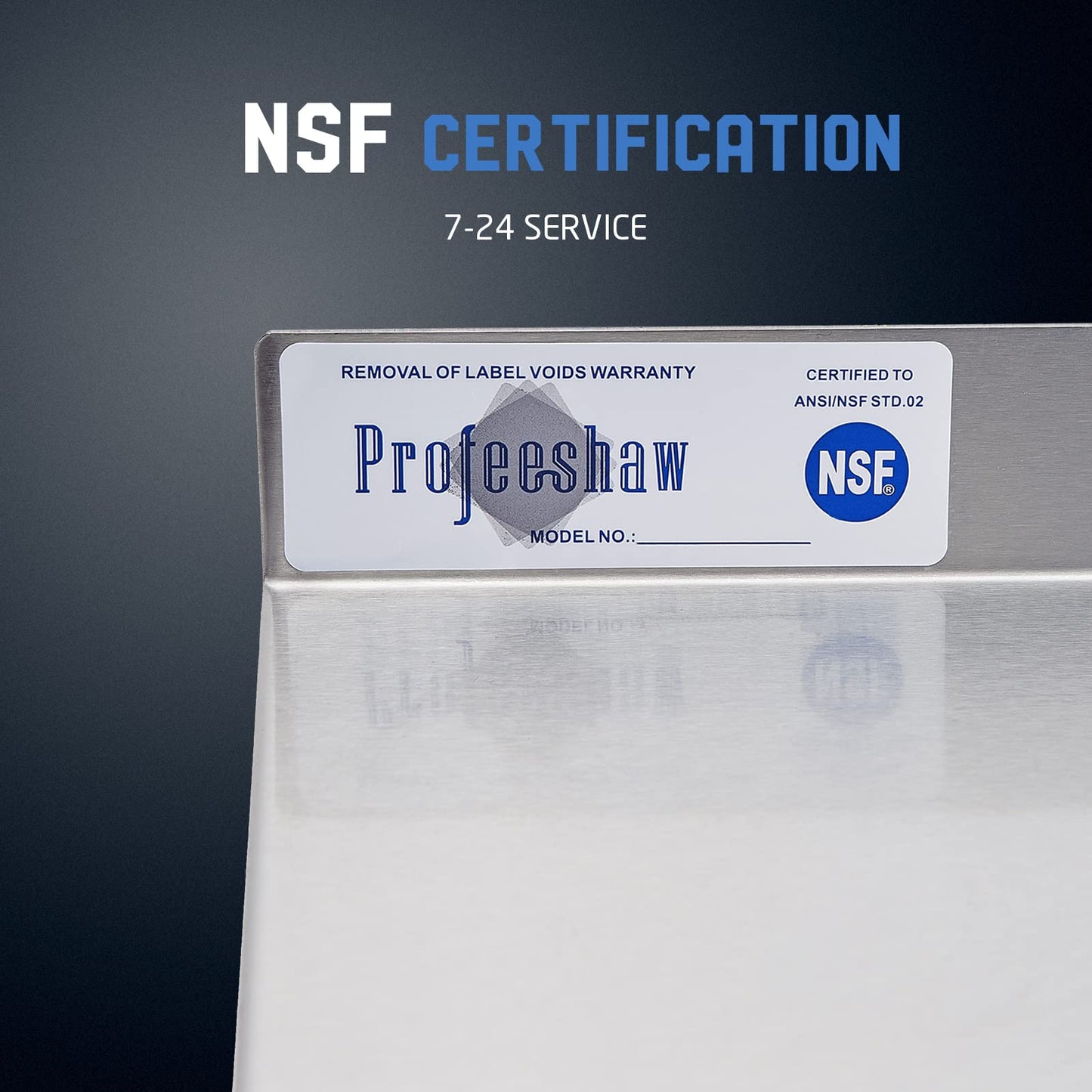Profeeshaw NSF Stainless Steel Shelf 14” x 72”, 450 lb Commercial Shelves Wall Mounted Metal Shelving with Backsplash and 2 Brackets for Restaurant, Bar, Utility Room, Kitchen and Garage