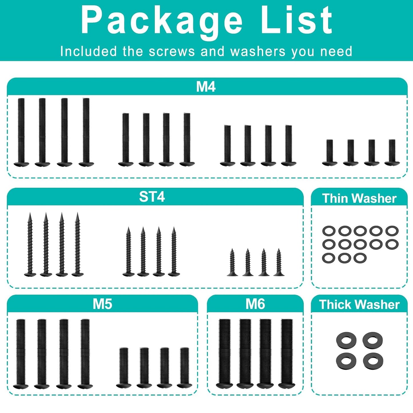 Yaotieci 24" 32" 39" 40" 42" 43" 48" 50" 55" 58" 65" 70" 75" TV Stand Legs Screws Kit for Insignia TV Legs