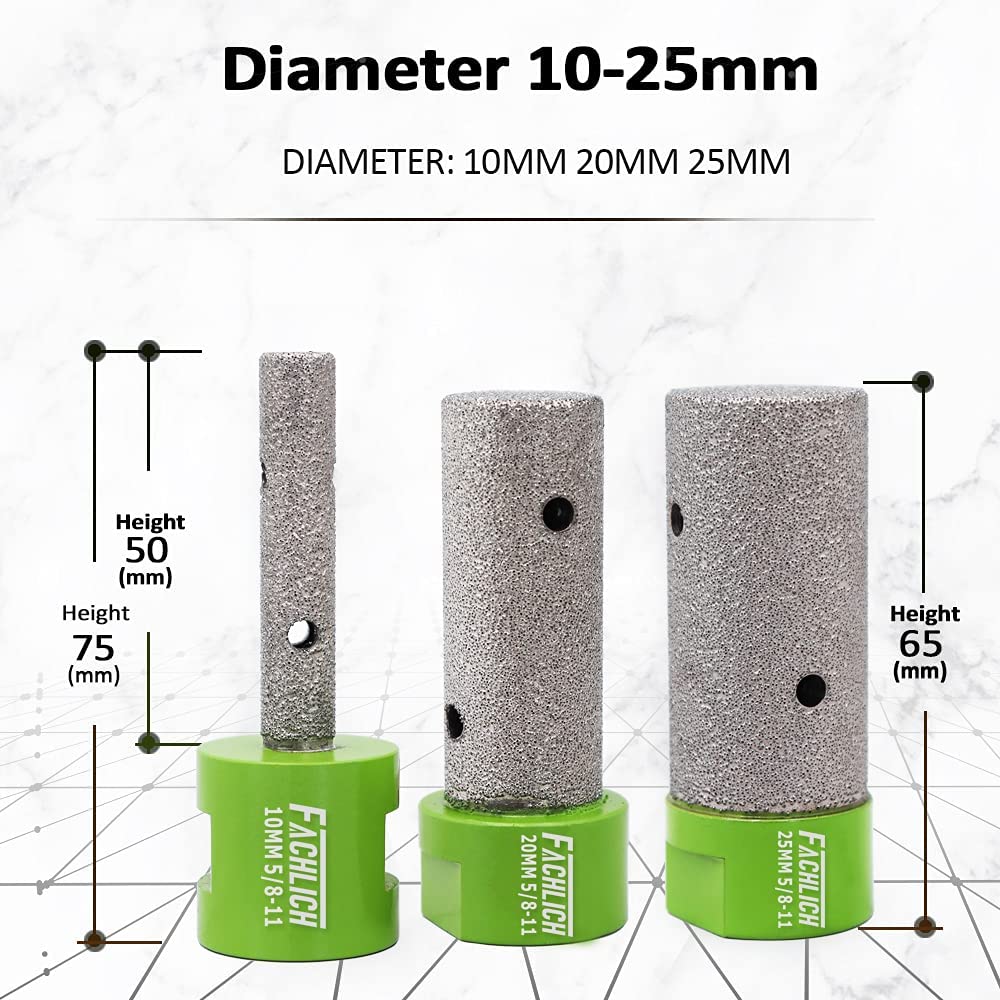 Tile Hole Saw Kit Diamond - (6/6/8/20/25/35/50/75/100/125mm Drill Bits+Finger Bit+Chamfer Bit+Adapter+Tile Blade) Diamond Hole Saw Kit for Porcelain Ceramic,5/8"-11 Thread