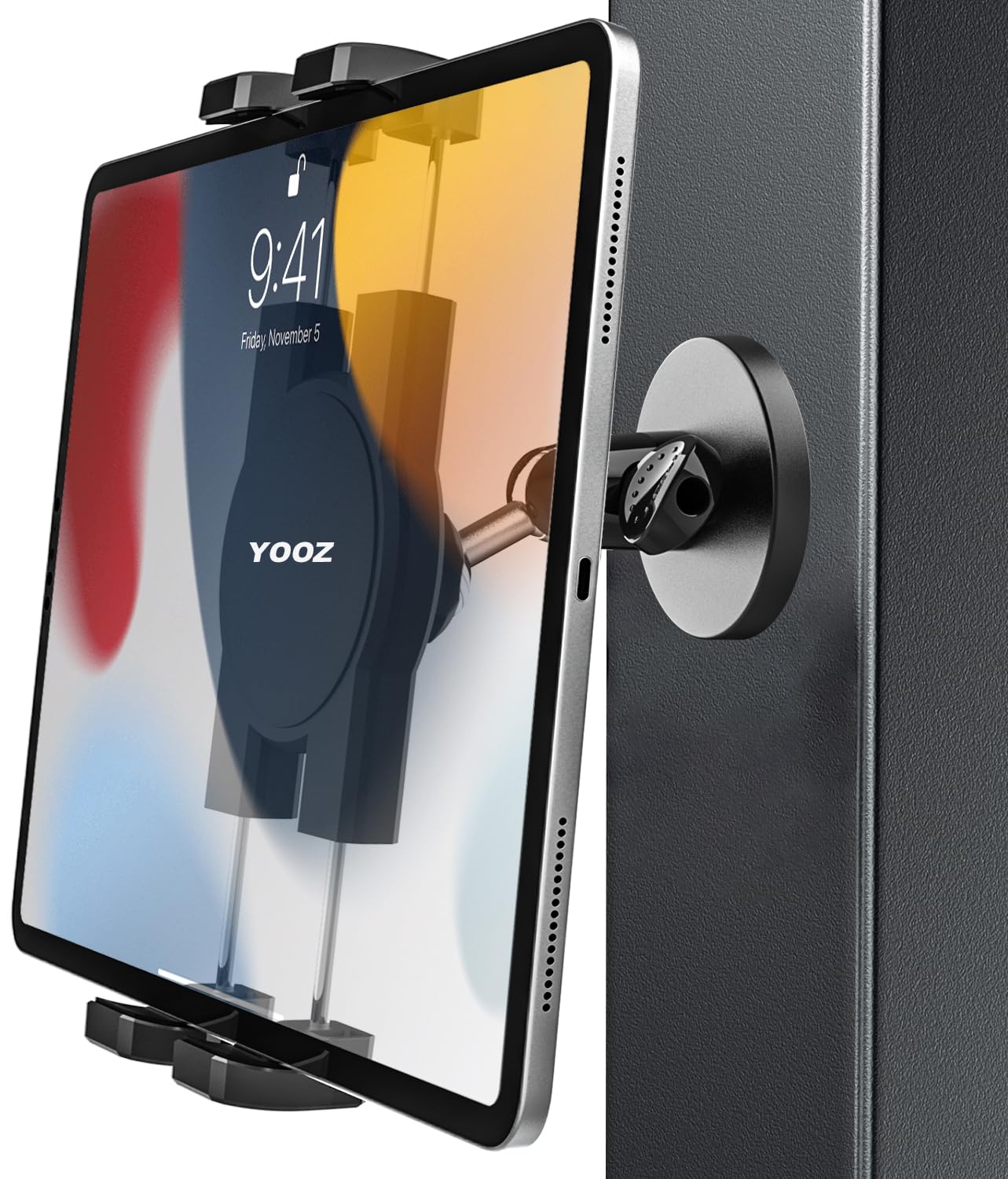 YOOZ Magnetic Tablet Mount for Metal Surface [Powerful Magnet & Portable] Magnet Tablet Holder for Golf Cart/Gym/Warehouse for iPad Pro Air Mini, Galaxy Tab, 4-12.9" Phones & Tablets