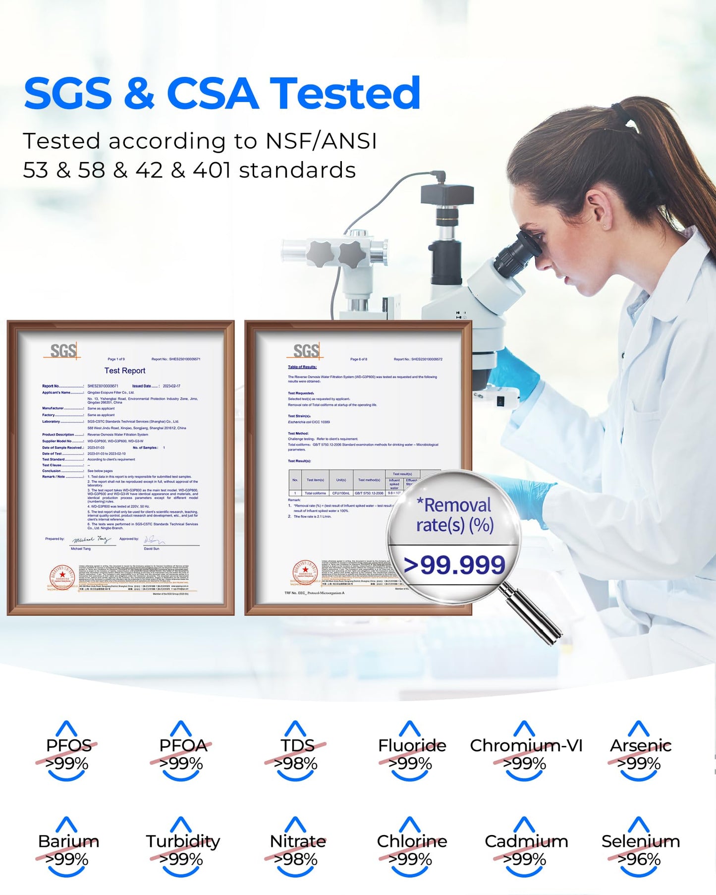 Waterdrop G3P800 Reverse Osmosis System, 800 GPD Fast Flow, NSF/ANSI 42 & 53 & 58 & 372 Certified, 3:1 Pure to Drain, Tankless Under Sink RO Water Filter System, LED Purifier, Smart Faucet
